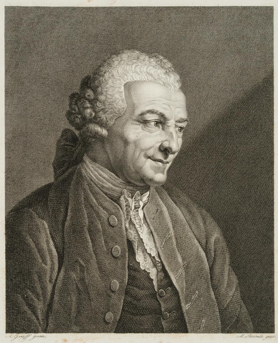 M. STEINLA (*1791) after GRAFF (*1736), Portrait of Chr. Ludw. von Hagedorn, Copper engraving (1 of 8)