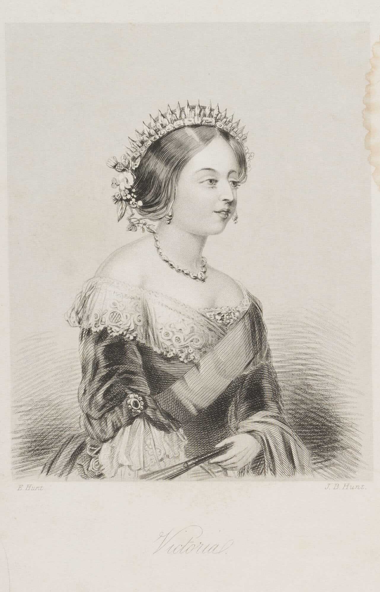 J. HUNT (19th) after HUNT (19th), Portrait of Queen Victoria (1819–1901), after 1837, Steel: J.B. Hunt (19th century) after E. Hunt (19th century): Portrait of Queen Victoria, England (1819 London - 1901 Osborne House, Isle of Wightt), after 1837, Steel engraving Technique: Steel engraving on