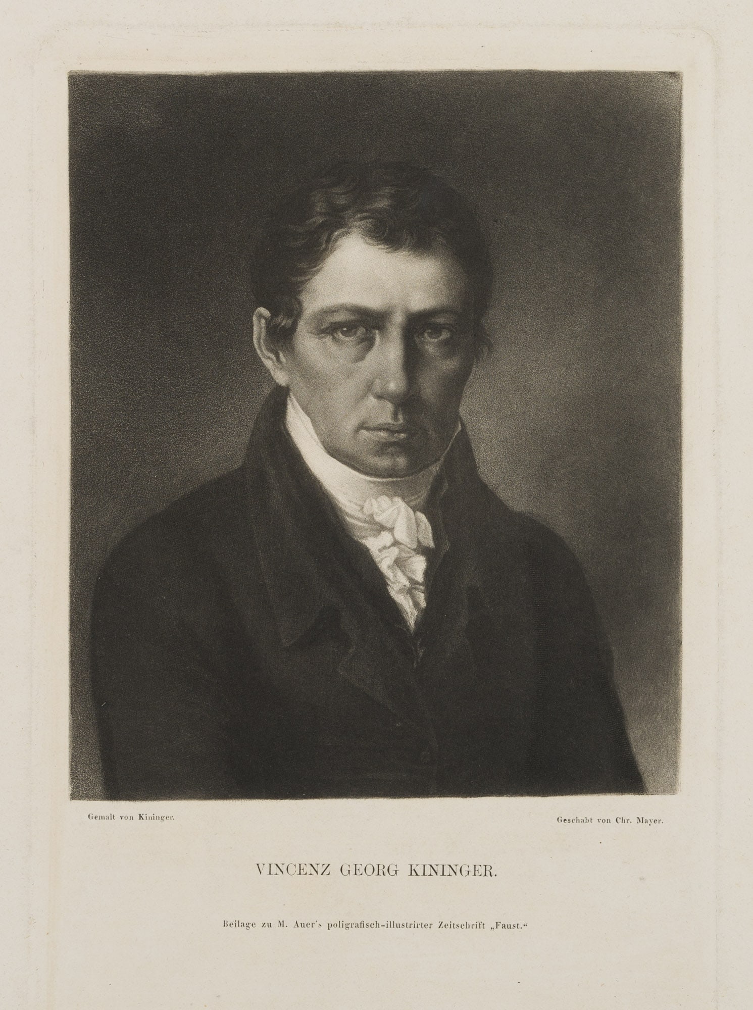 C. MAYER (*1812) after KININGER (*1767), Self-portrait by V. G. Kininger, around 1800, Mezzotint (1 of 4)