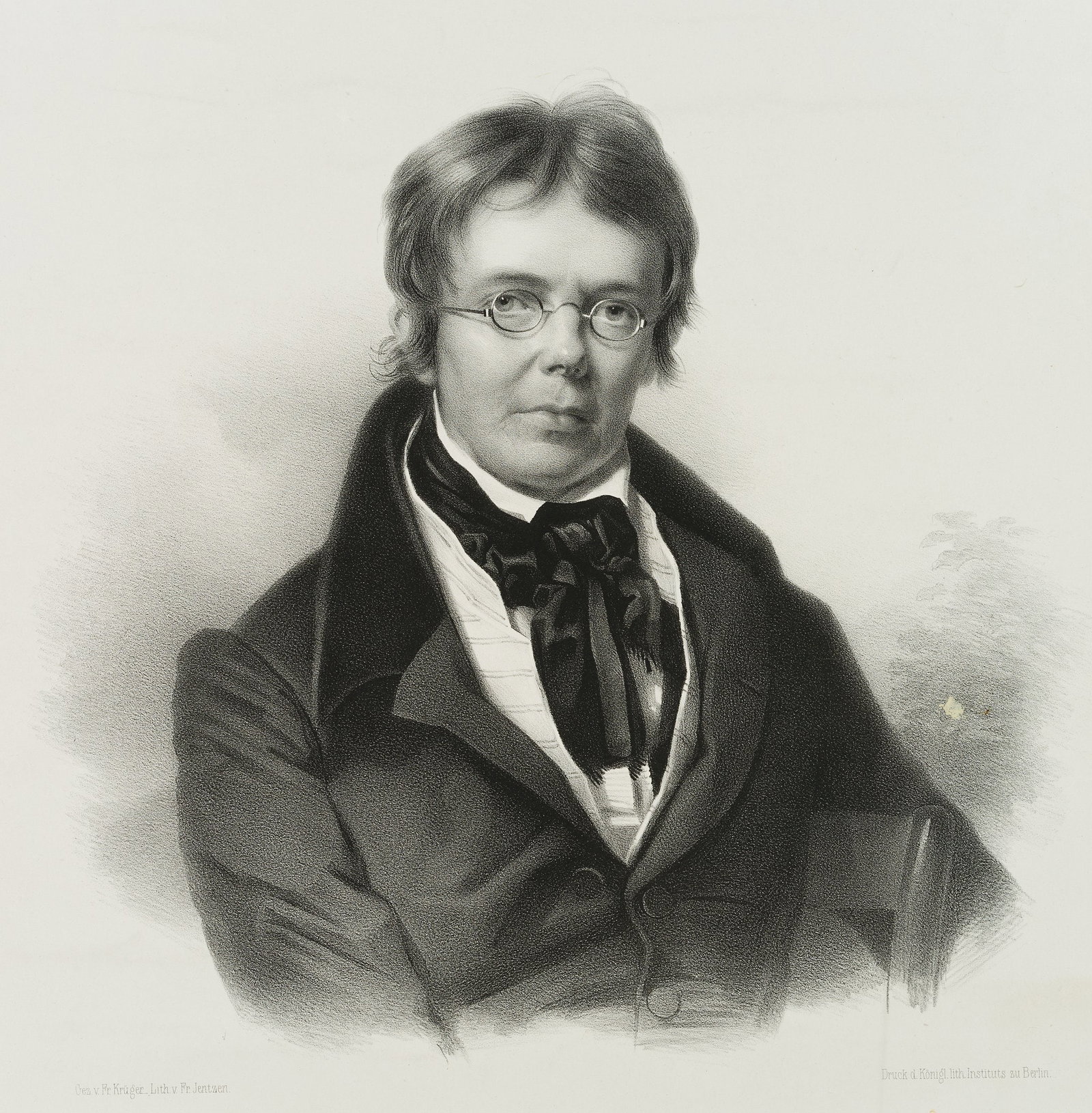 F. JENTZEN (*1815) after KRÜGER (*1797), Christian Peter Wilhelm Beuth, around 1840,: Friedrich Jentzen (1815 Schwerin - 1901 ibid.) after Franz Krüger (1797 Großbadegast - 1857 Berlin): Half-length portrait of the statesman Christian Peter Wilhelm Beuth (1781-1853), c. 1840,