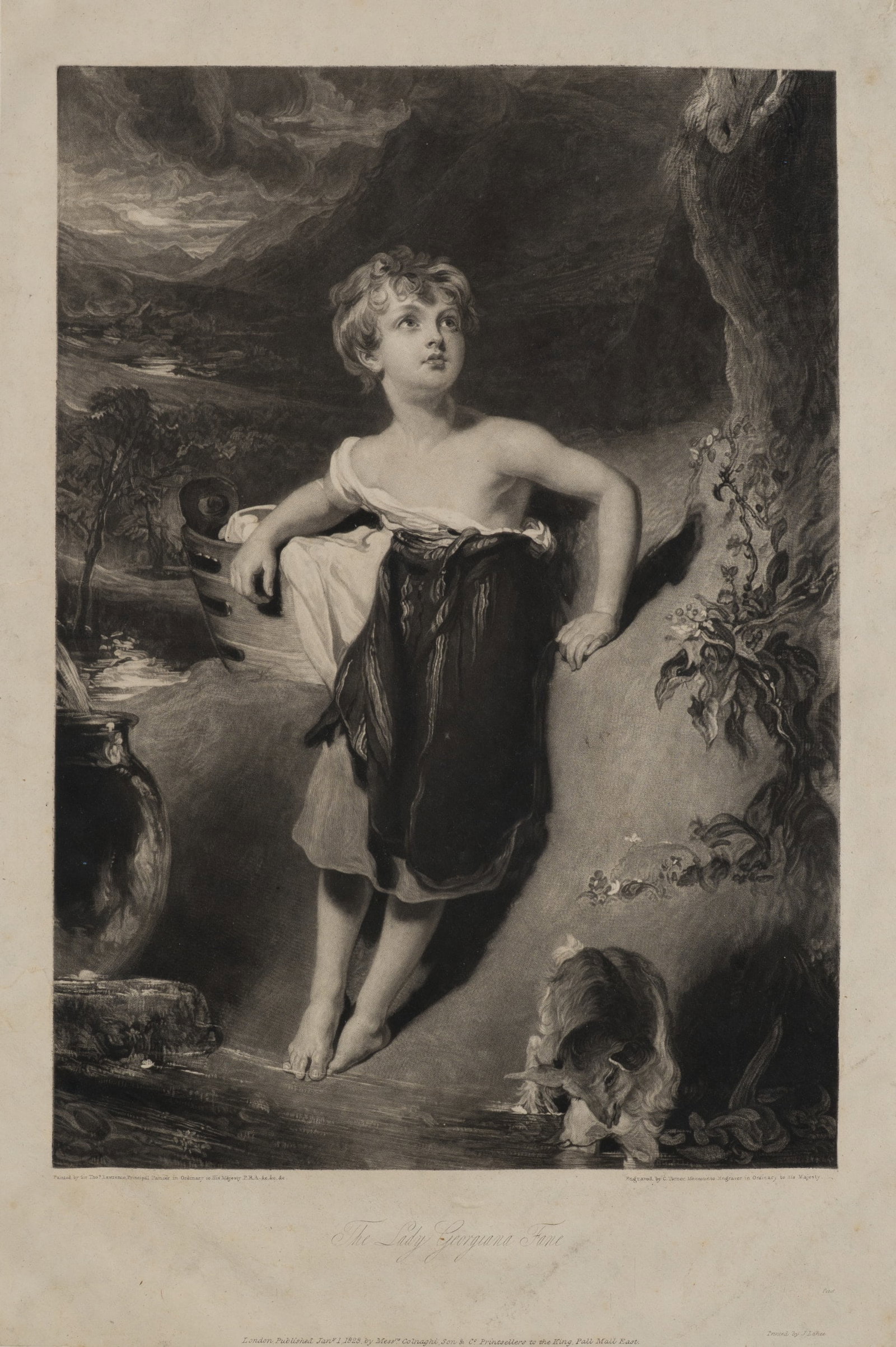 C. TURNER (*1773) after LAWRENCE (*1769), Lady Cecily Jane Georgiana Fane, 1828, Mezzotint (1 of 5)