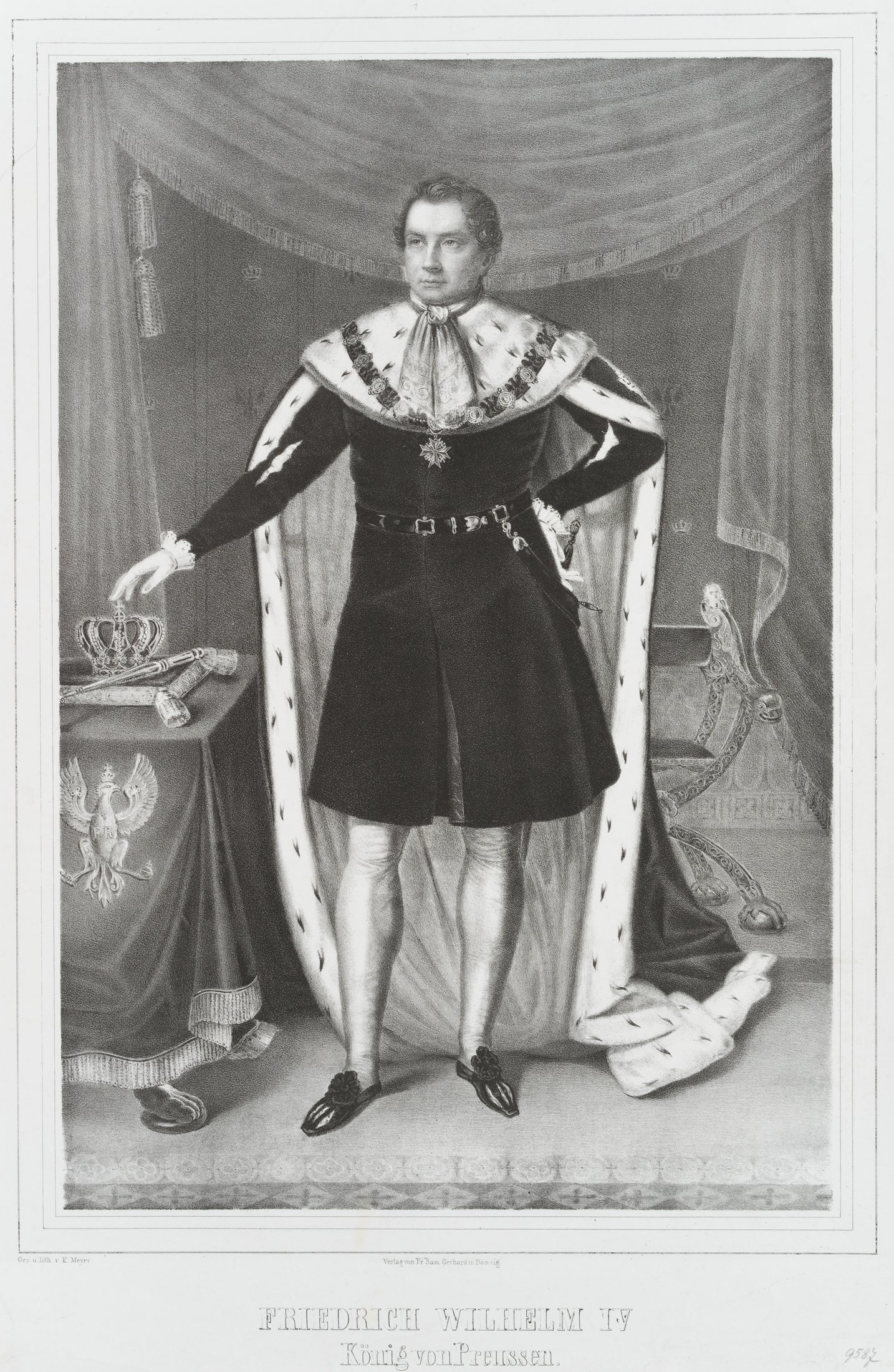 E. MEYER (*1828), Frederick William IV of Prussia, Lithography (1 of 5)