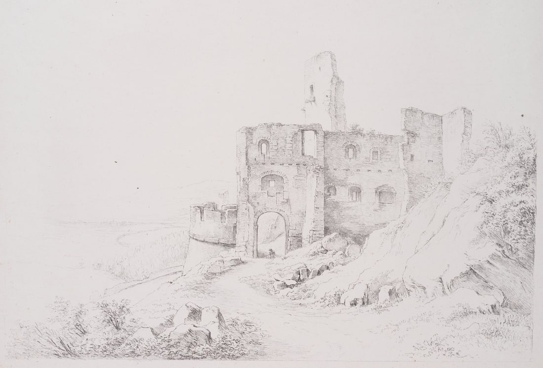 J. MÖSSMER (1780-1845), Ruins of a hilltop castle, Austria, around 1830, Lithography (1 of 4)