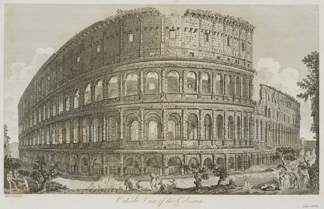 After PIRANESI (*1720), View of the Amphitheatre in Rome, around 1820, Etching: After Giovanni Battista Piranesi (1720 - 1778 ): View of the Amphitheatre in Rome, c. 1820, Etching Technique: Etching on Paper Inscription: At the lower part inscribed in the printing plate: "After P