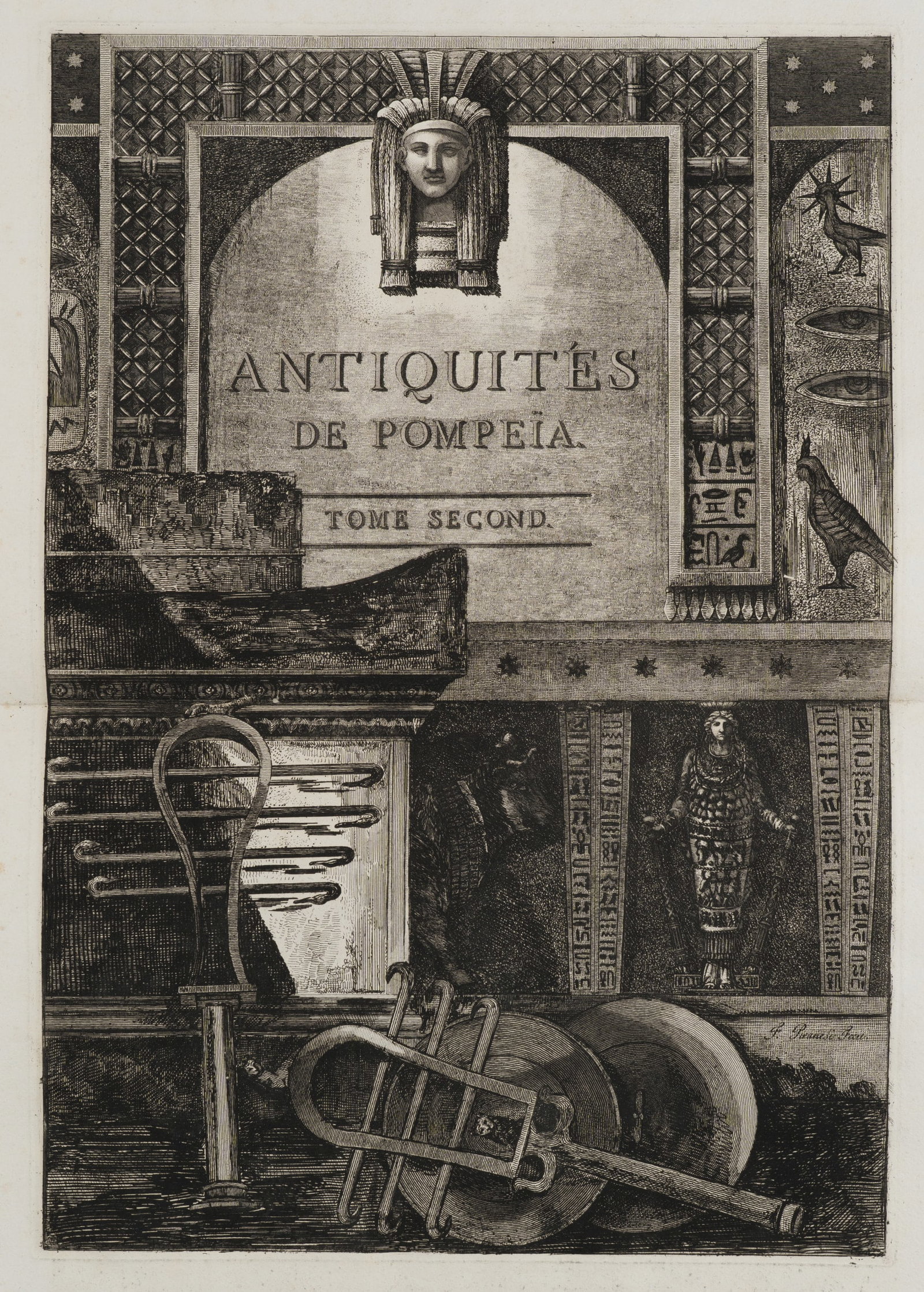 F. PIRANESI (1758-1810), Antiquities of Pompeii, Etching: Francesco Piranesi (1758 Rom - 1810 Paris): Antiquités de Pompeia Title page with antique motifs for "Antiquités de Pompeia", Tome second, 19th century, Etching Technique: Etching on Paper I