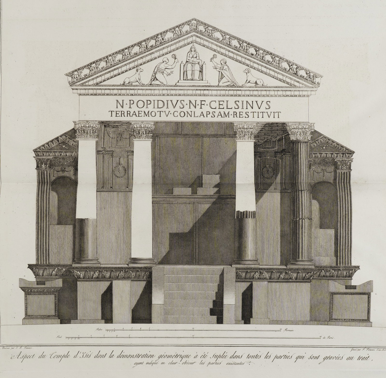 F. PIRANESI (*1758) after PIRANESI (*1720), View of the Temple of Isis, 1806, Etching: Francesco Piranesi (1758 Rom - 1810 Paris) after Giovanni Battista Piranesi (1720 - 1778 ): View of the Temple of Isis in Pompeii, 1806, Etching Technique: Etching on Paper Impression Quality: Excelle