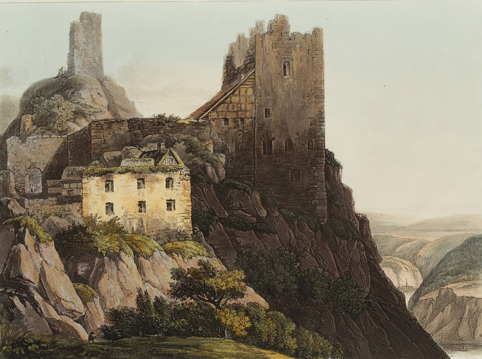 T. SUTHERLAND (*1785) after SCHÜTZ (*1758), 24 Views of the Rhine Region, 1823, Etching: Thomas Sutherland (around 1785 - 1835 ) after Christian Georg Schütz (1758 Flörsheim - 1823 Frankfurt on the Main): Rhine Regions from Mainz to Cologn In twenty-four views, 1823, Etching Tec