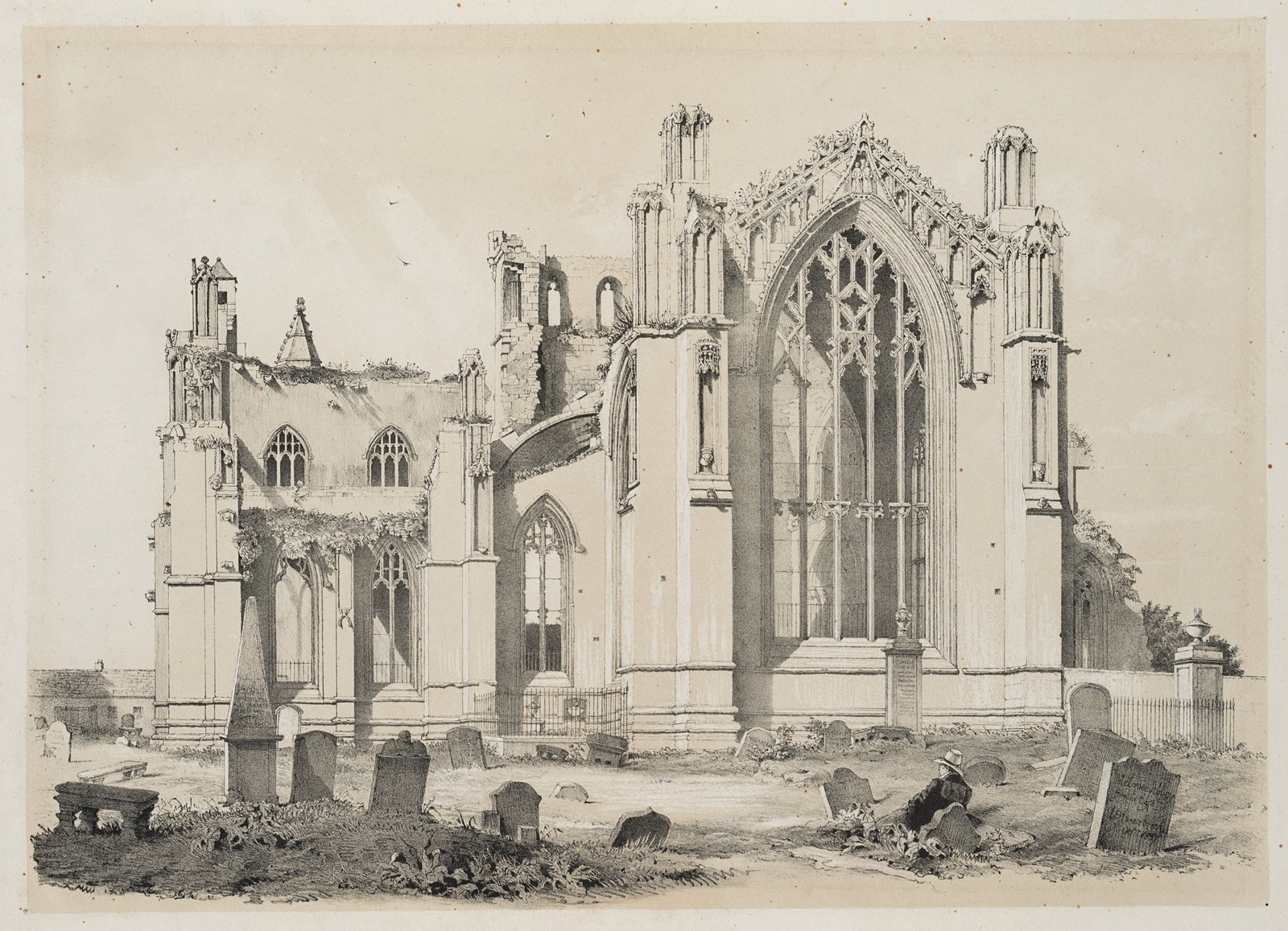 S. SWARBRECK (*1799), Melrose Abbey in Scotland, 1837, Tinted Lithographie (1 of 4)