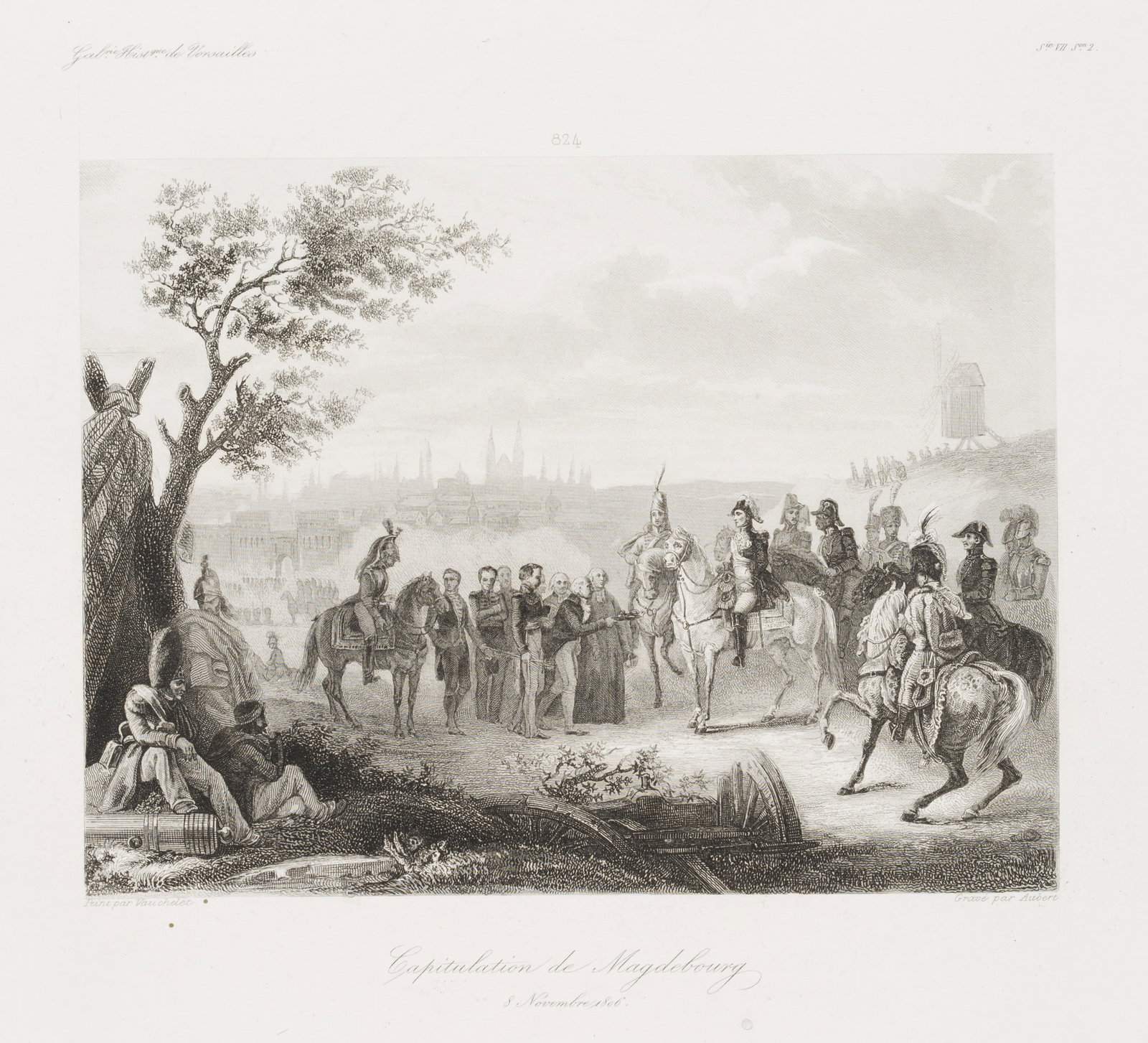 P. AUBERT (*1789) after VAUCHELET (*1802), The Surrender of Magdeburg (1806), after 1806, Steel engr (1 of 4)