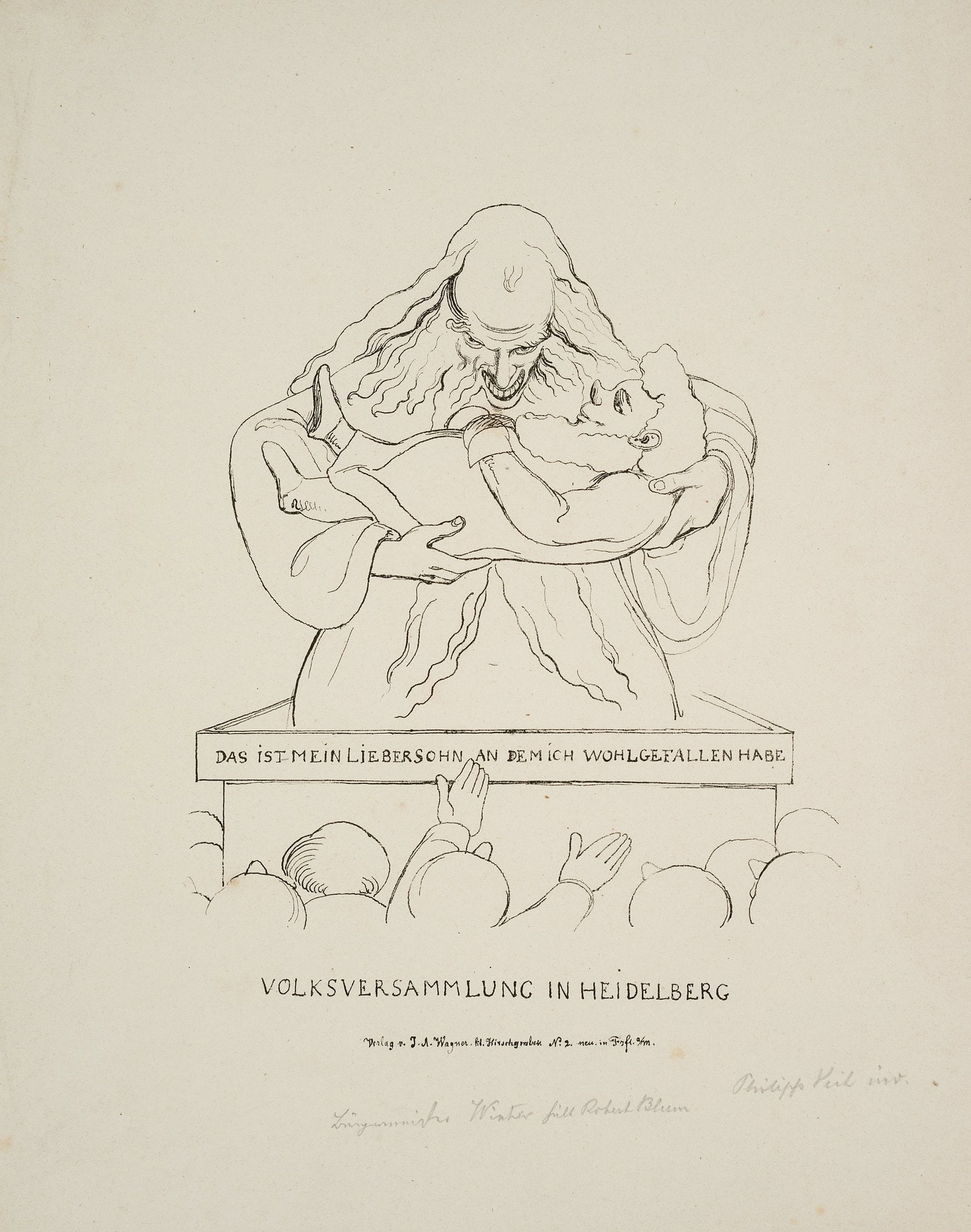 P. VEIT (1793-1877), People’s Assembly in Heidelberg, Lithography (1 of 1)