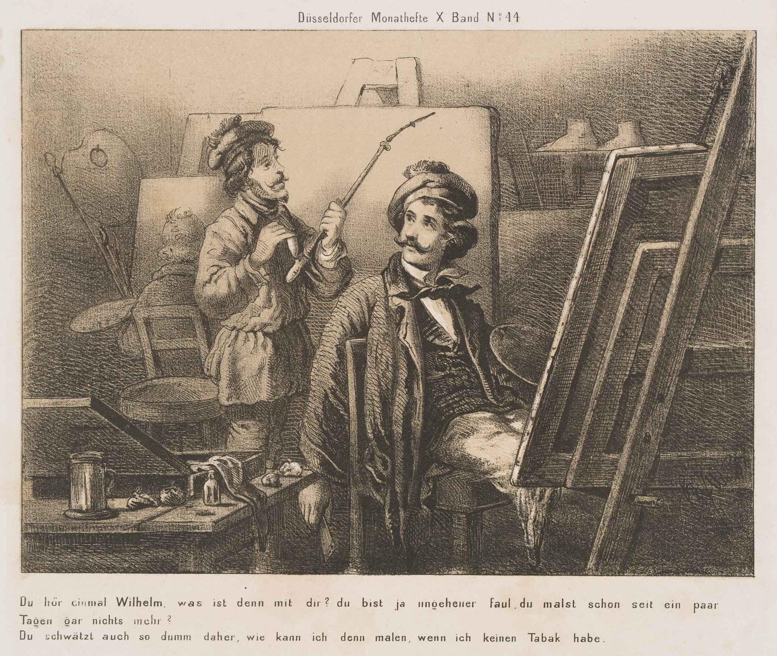 Unknown (19th), An artist’s daily life. Artists in their studios, 1850, Lithography (1 of 4)