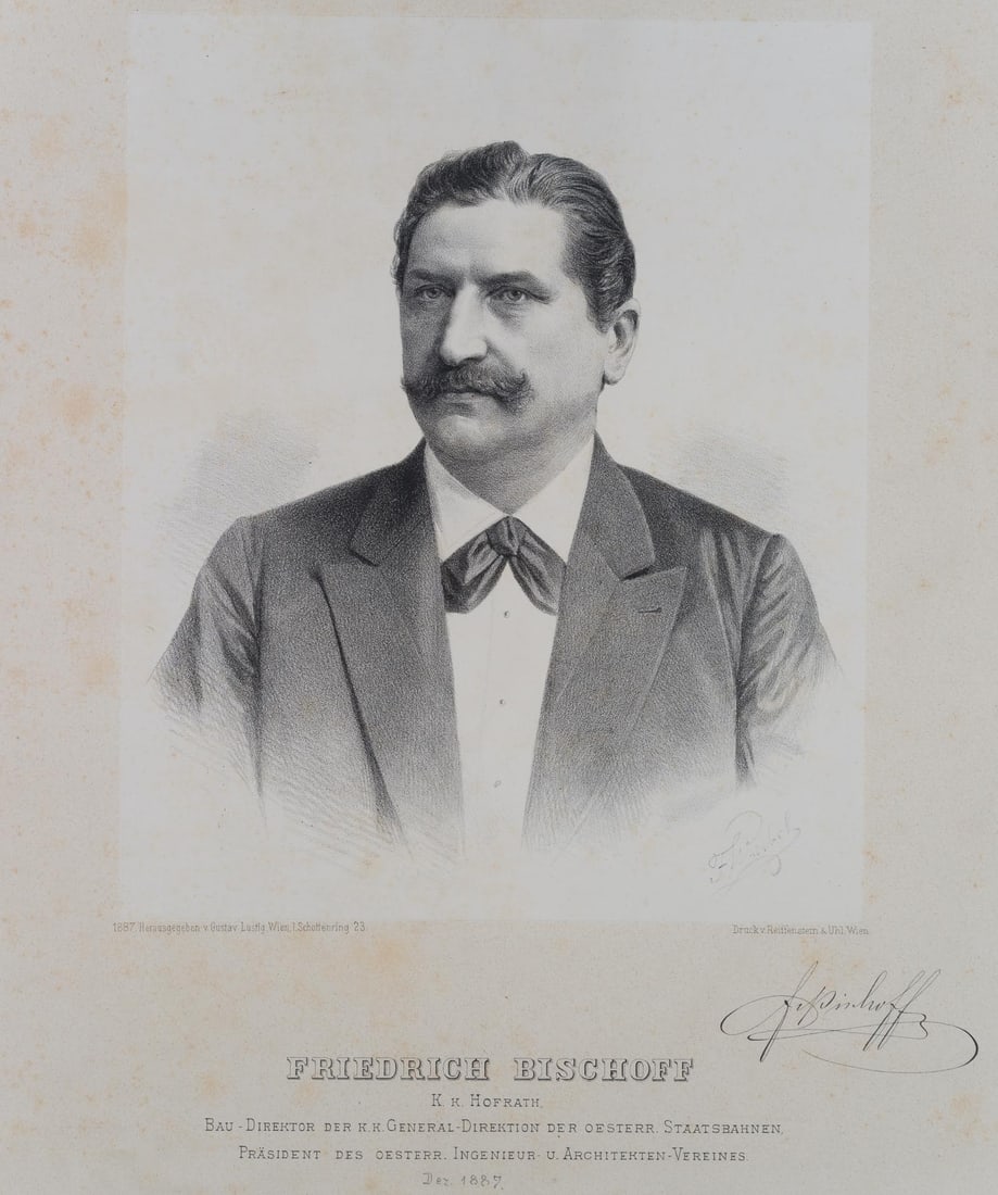Unknown (19th), Director of Building Works F. Bischoff, 1887, Lithography: Unknown (19th century): Portrait of the Building Director of the Imperial and Royal General Directorate, Friedrich Bischoff, 1887, Lithography Technique: Lithography on Paper Date: 1887 Description: I