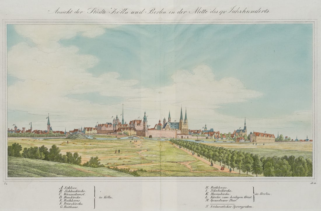 Unknown (18th), Cölln and Berlin, mid-17th century, around 1840, Lithography (1 of 4)