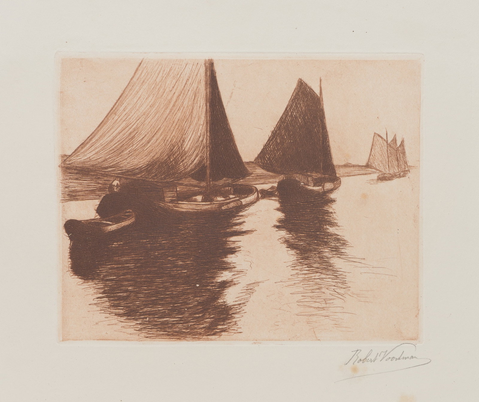R. VOORTMAN (19,20th), Sailing boats on calm waters, Etching (1 of 5)