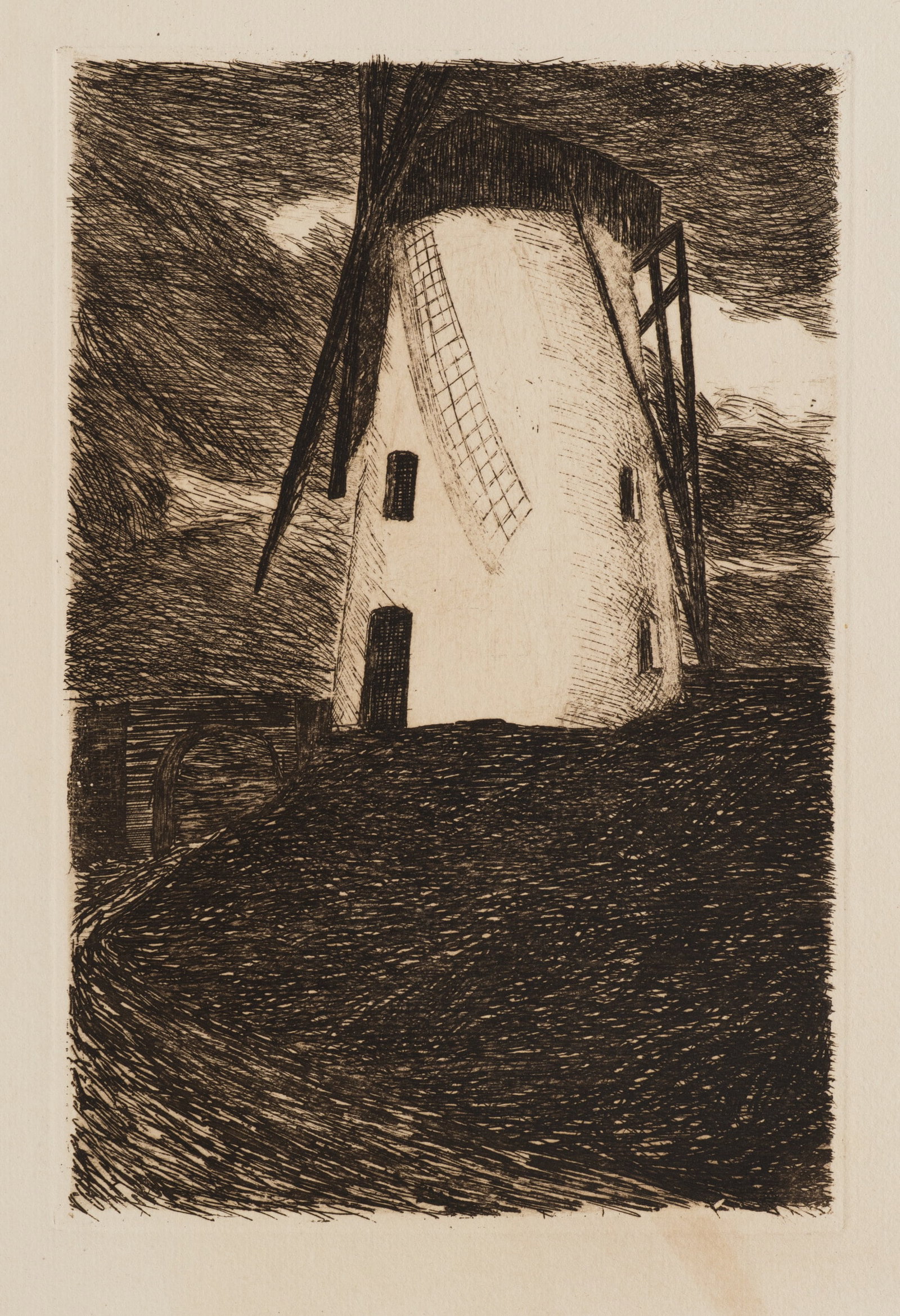 R. VOORTMAN (19,20th), Windmill on a hill, Etching (1 of 5)