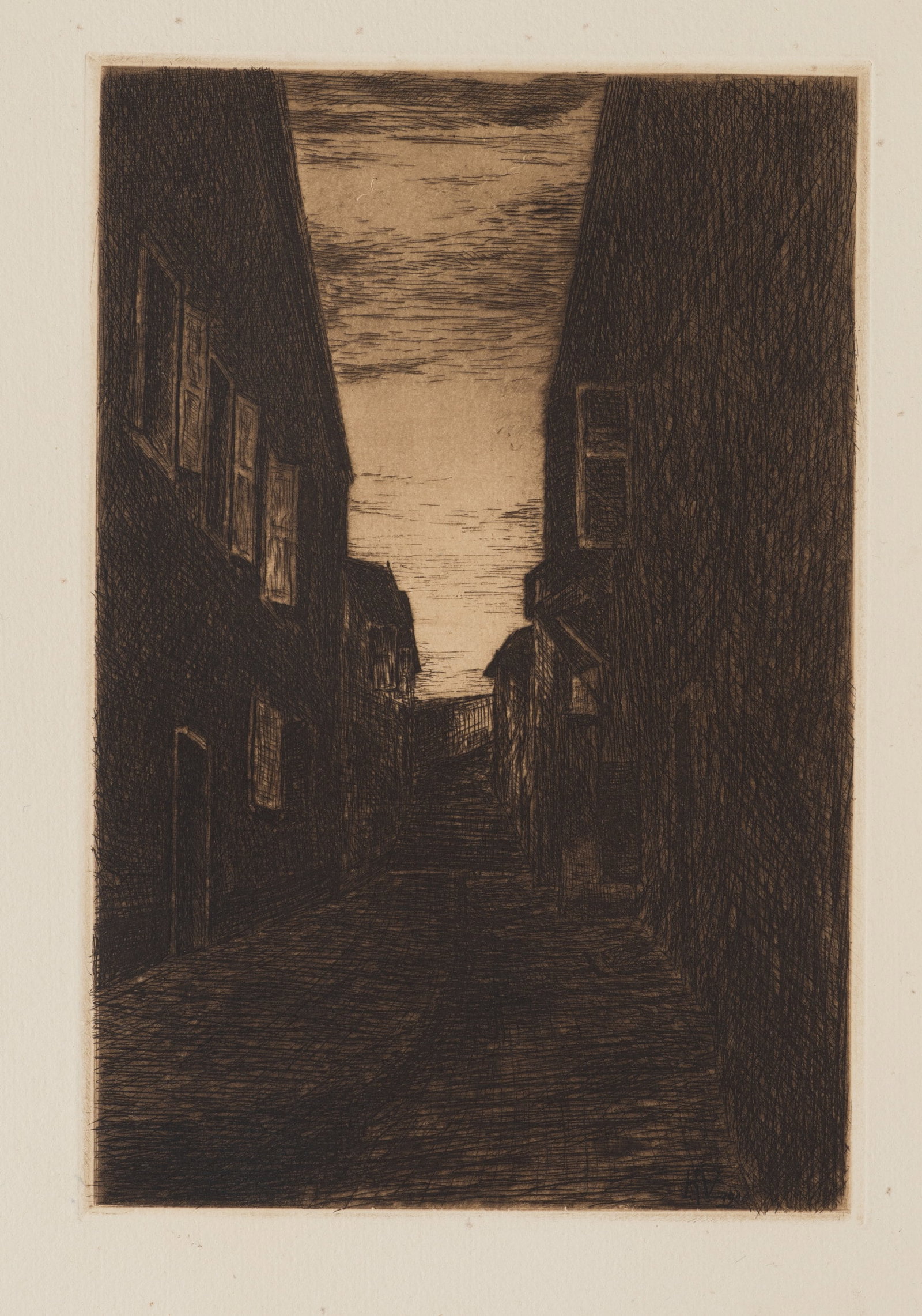 R. VOORTMAN (19,20th), Dark Alley, Etching (1 of 5)