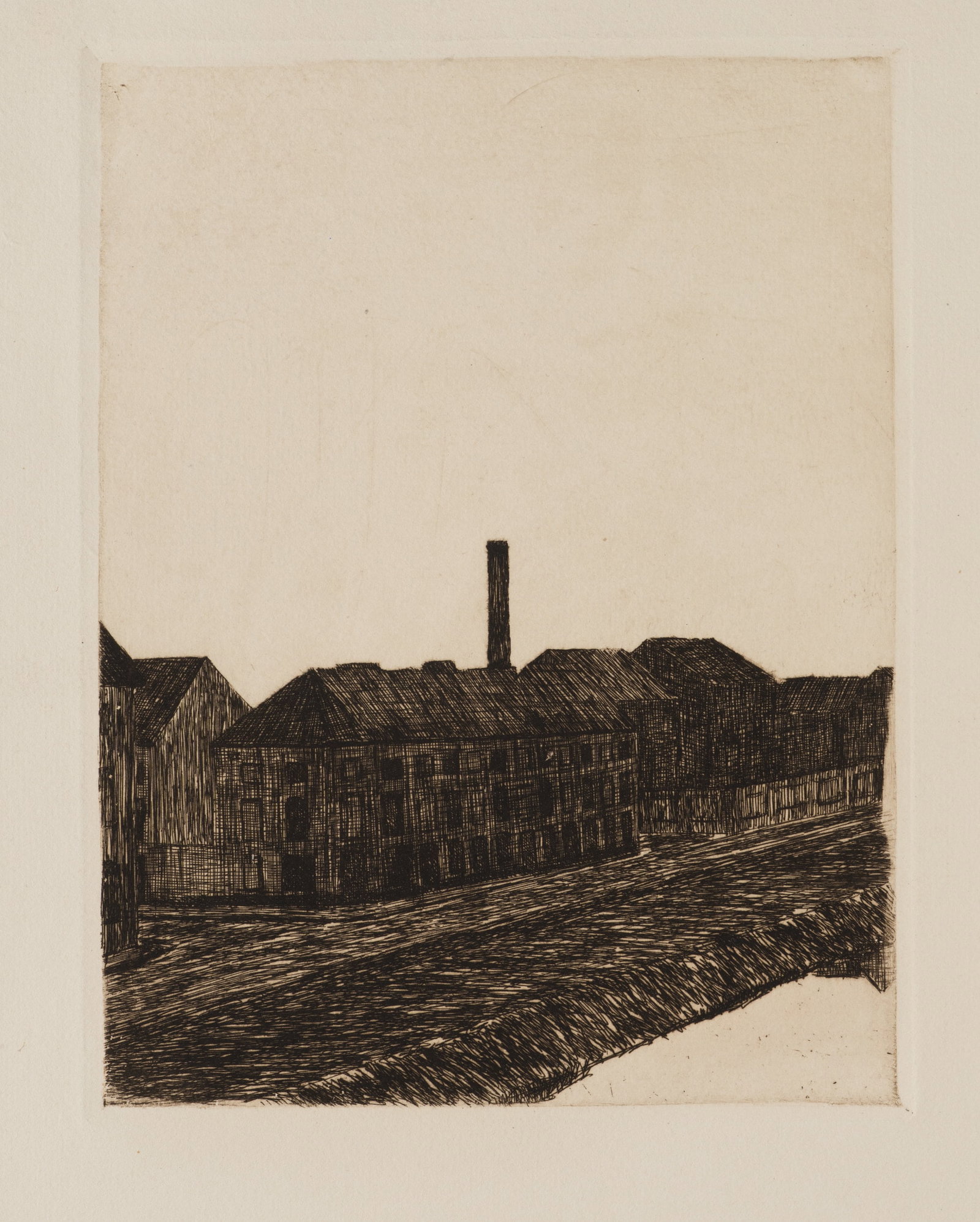 R. VOORTMAN (19,20th), Row of houses with a chimney, Etching (1 of 5)