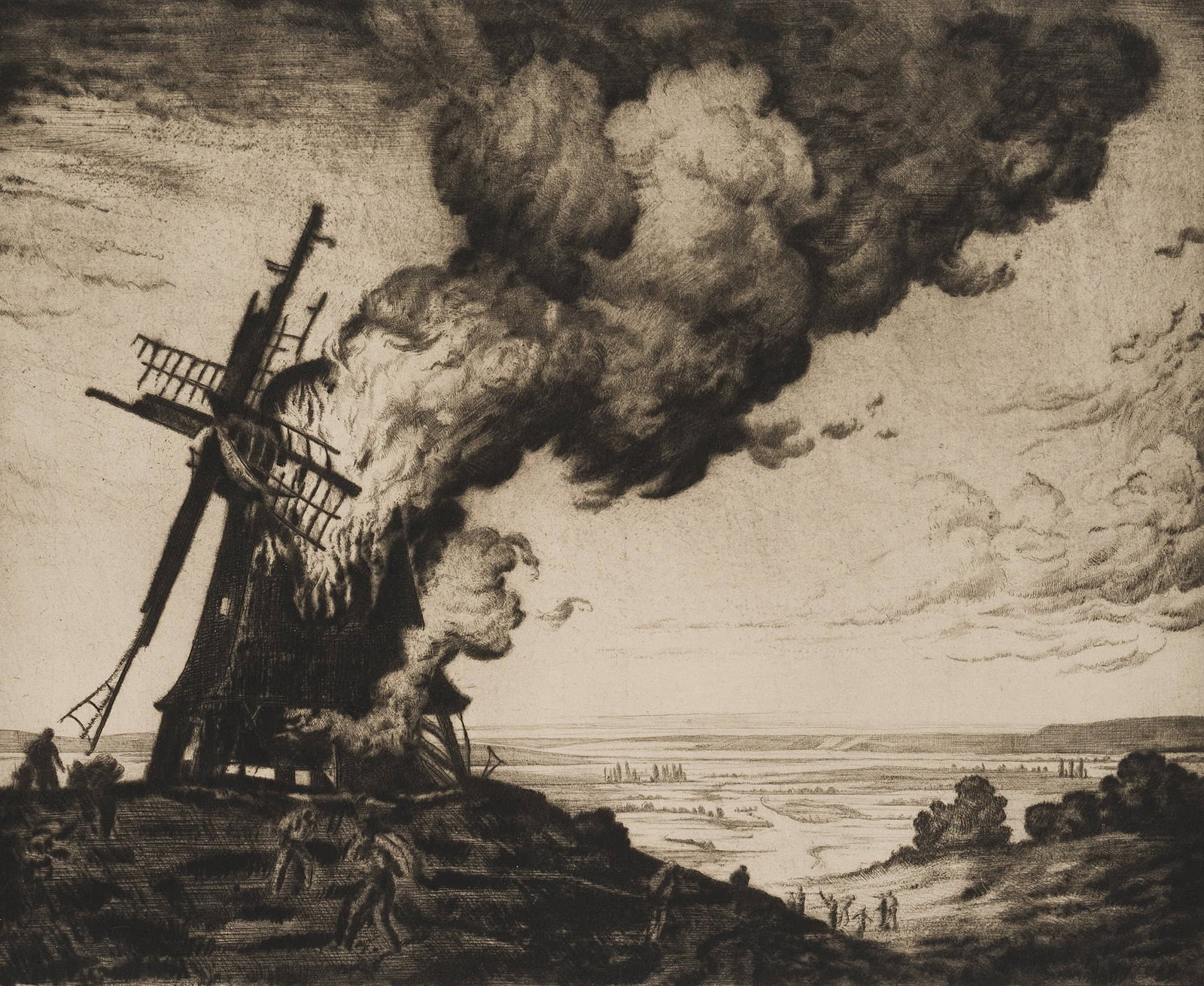 C. WALTHER (1880-1954), The Mill Fire, Etching (1 of 4)