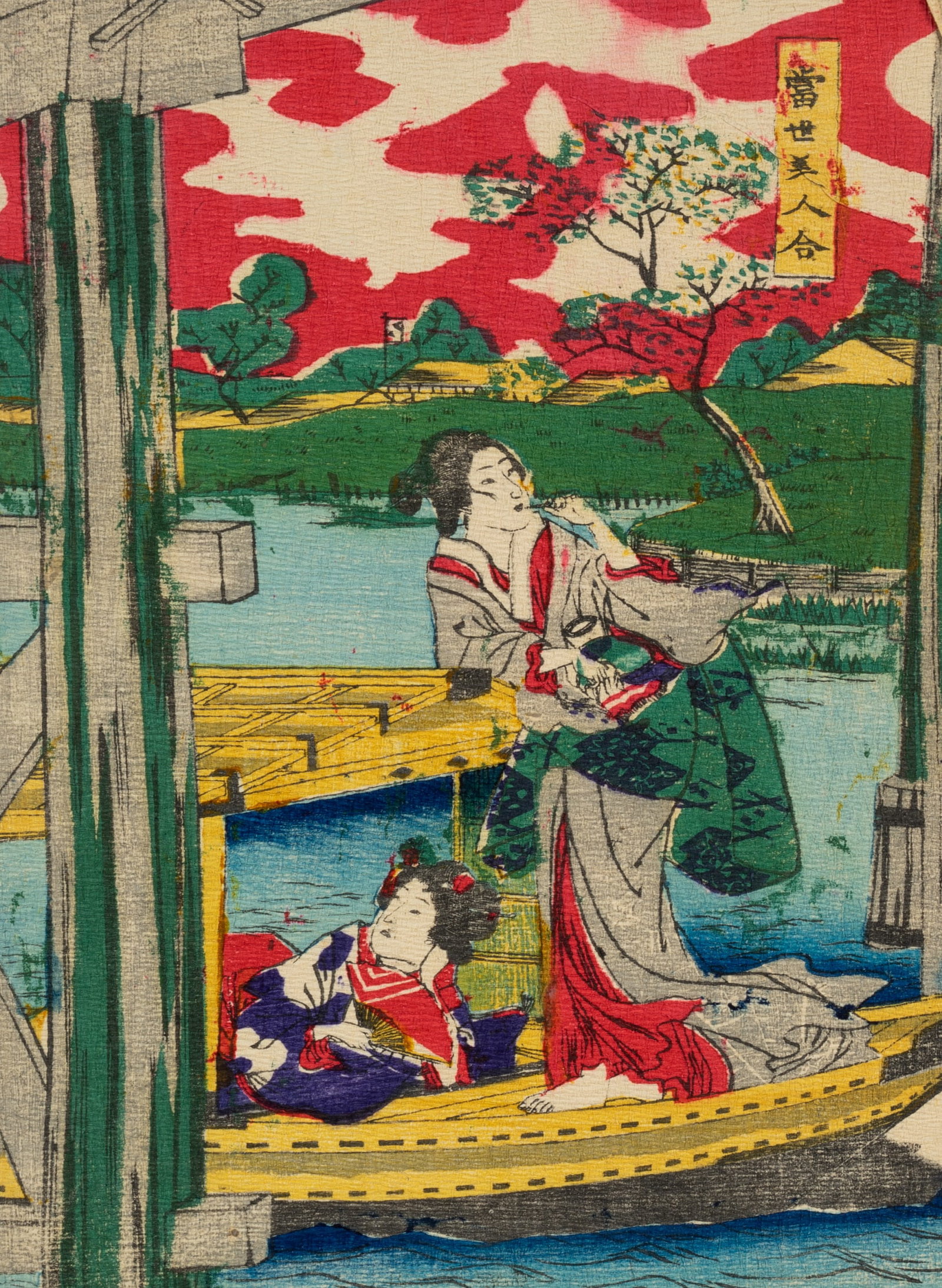 Unknown (19th), Asian scene. Elegant ladies, around 1900, Color woodcut (1 of 5)