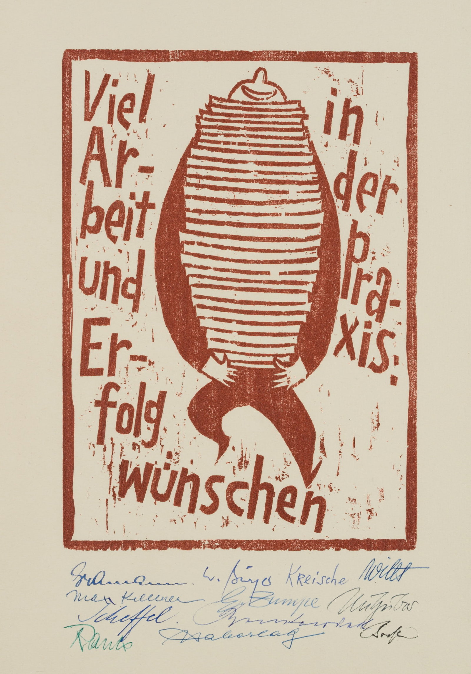 Unknown (20th), Good luck with your work and every success in your practice, Woodcut (1 of 4)