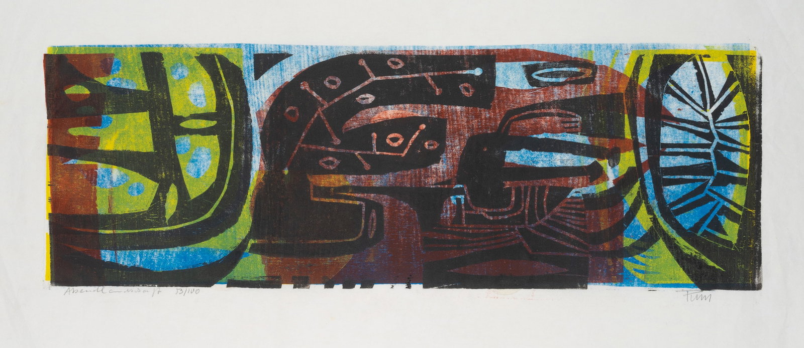 A. POHL (1928-2019), "Evening Landscape", Abstract Composition, around 1960, Color woodcut: Alfred Pohl (1928 Food - 2019 Göttingen): "Evening Landscape", Abstract Composition, c. 1960, Color woodcut Technique: Color woodcut on Japanese paper Inscription: Lower right signed: "Pohl". low