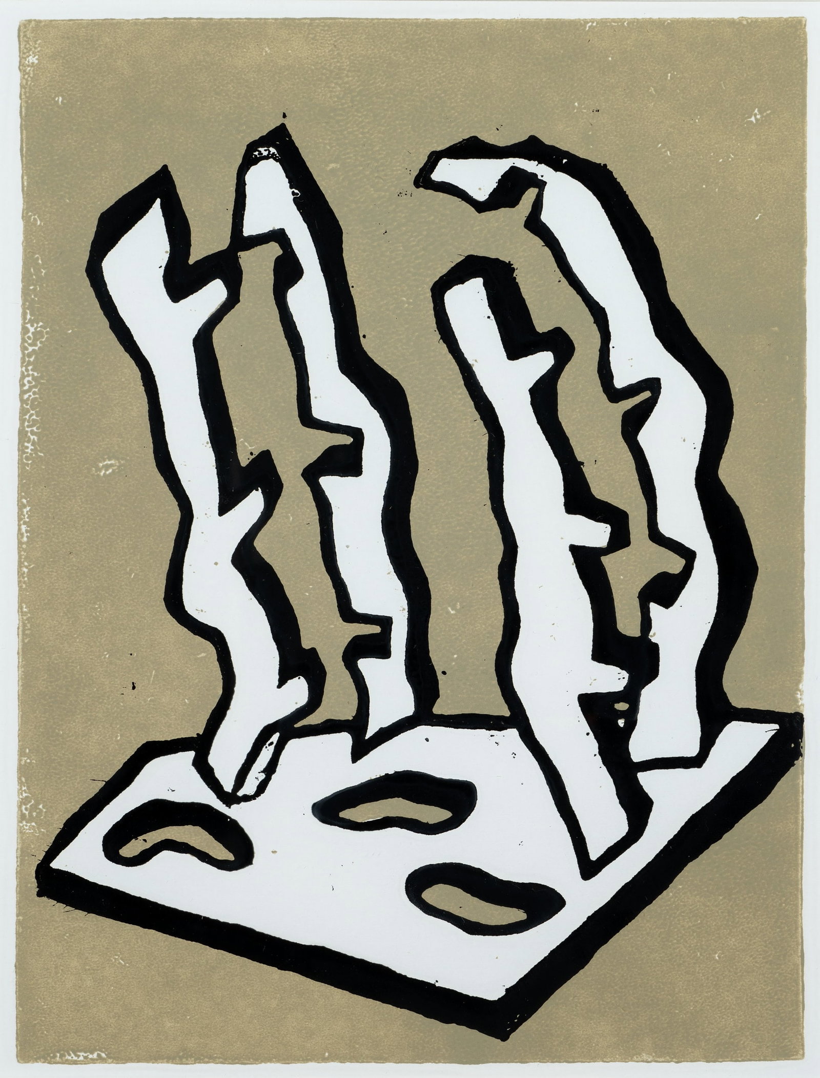 P. AUBERGER (1946-2012), Abstract stelae in grey, around 1980, Cliché verre (1 of 4)
