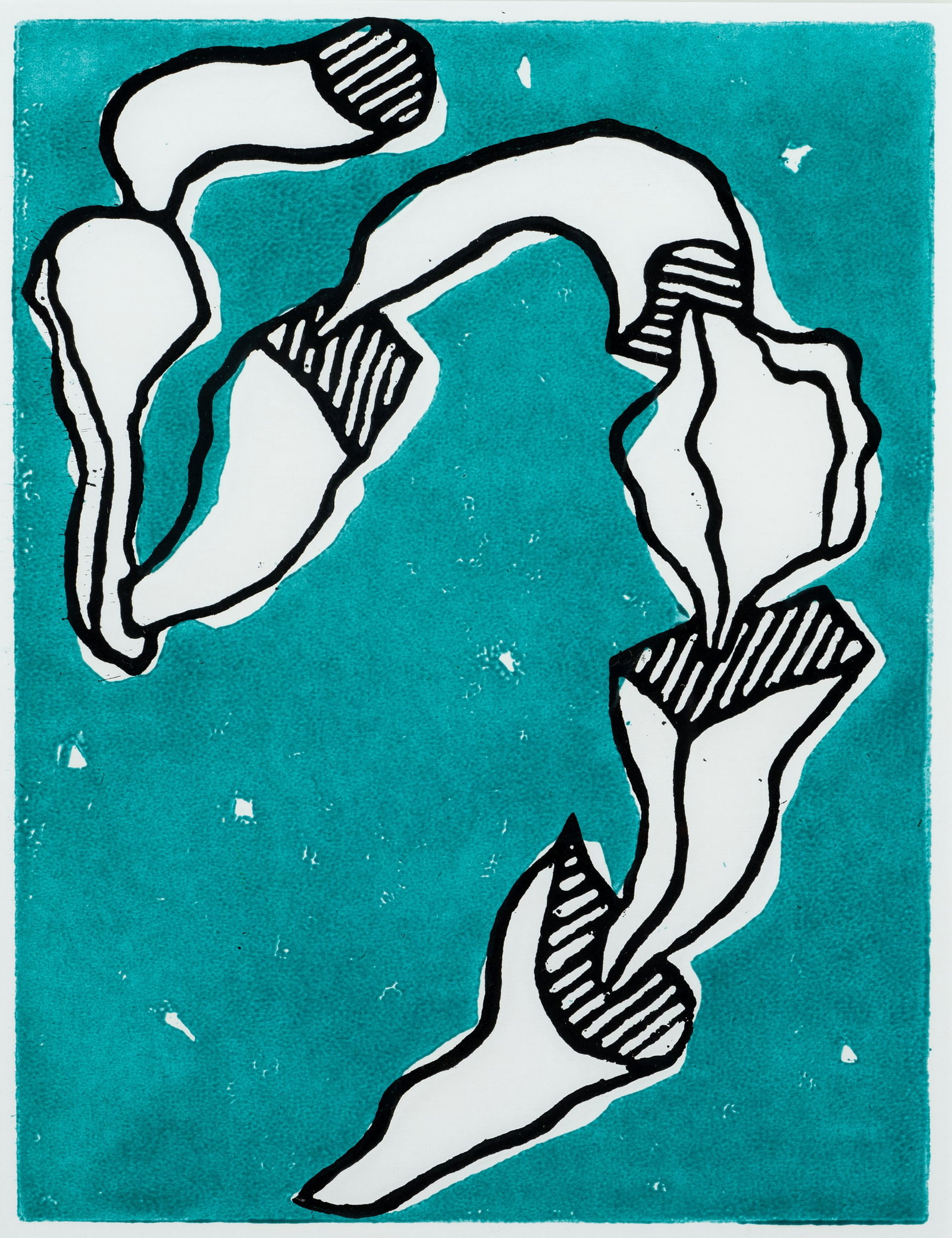 P. AUBERGER (1946-2012), Abstract in turquoise-green, around 1980, Cliché verre: Pidder Auberger (1946 Dinslaken-Lohberg - 2012 Burbach): Abstract in turquoise green Dynamic composition of abstract shapes in turquoise and black, c. 1980, Cliché verre Technique: Cliché ve