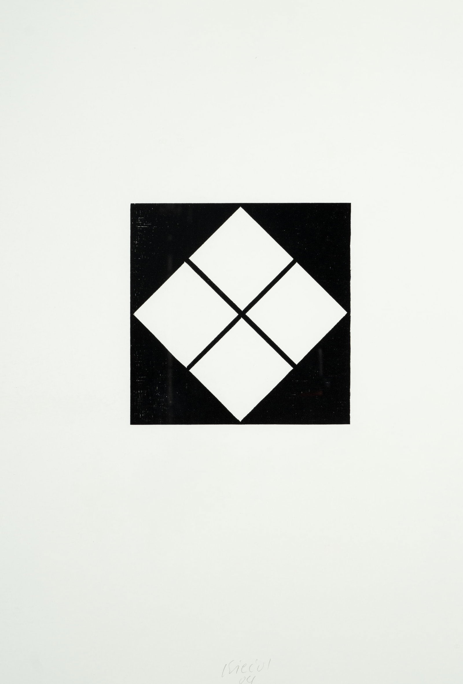 H. KIECOL (*1950), Window, 1984, Woodcut: Hubert Kiecol (born 1950 Bremen-Blumenthal): Minimalist work of art with geometric symmetry, 1984, Woodcut Technique: Woodcut on Paper Inscription: Lower middle signed: "Kiecol". Lower middle dated: "