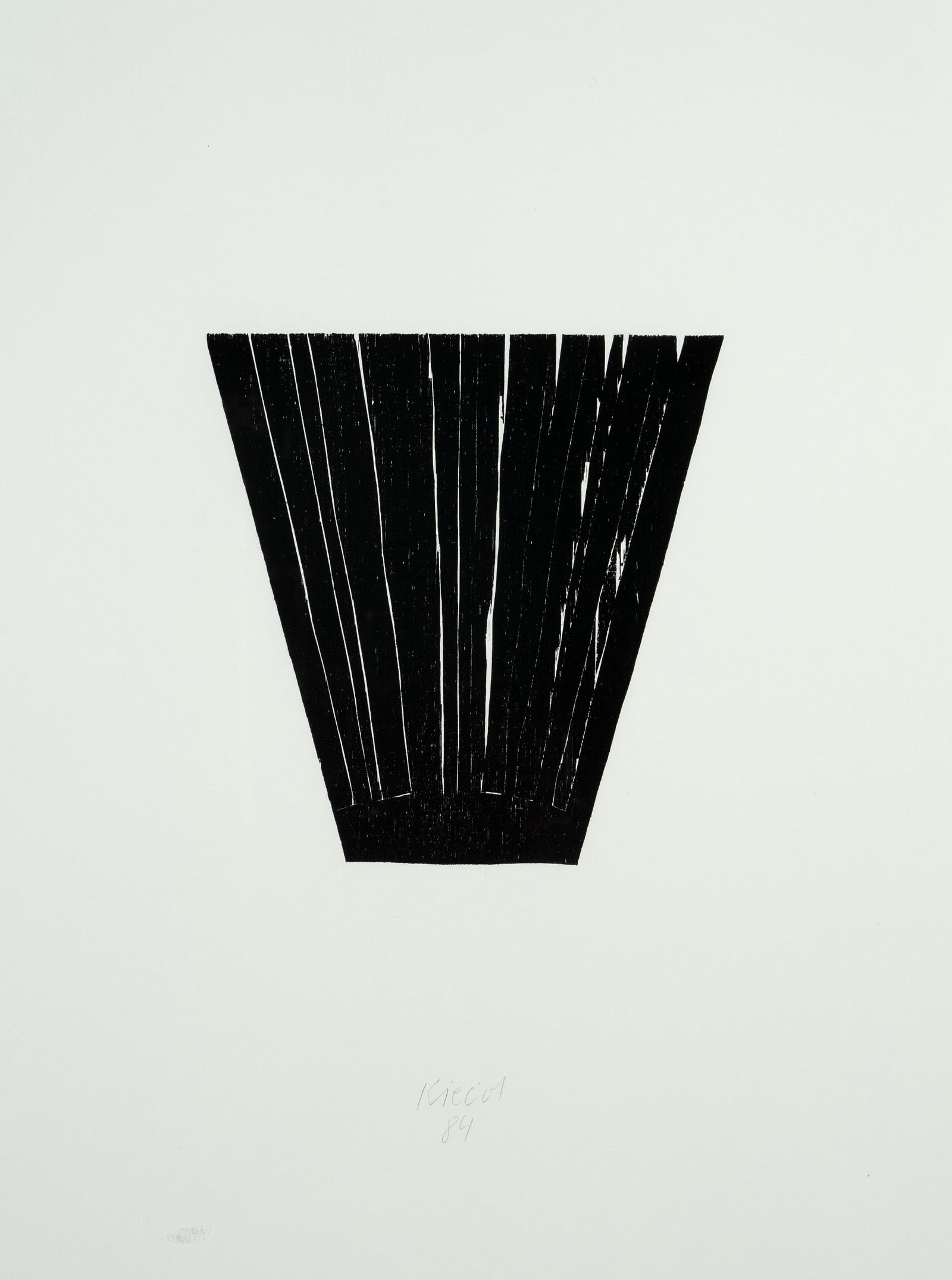 H. KIECOL (*1950), Bush, 1984, Woodcut: Hubert Kiecol (born 1950 Bremen-Blumenthal): Minimalist depiction of a black shape on white, 1984, Woodcut Technique: Woodcut on Paper Inscription: Lower middle signed: "Kiecol". Lower middle dated: "