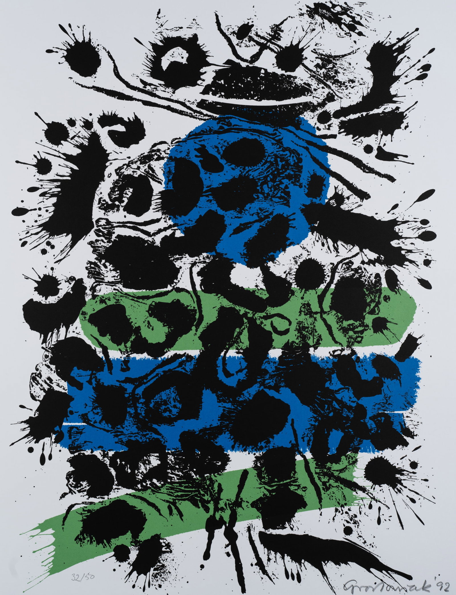 T. GROCHOWIAK (*1914), The fourth chord in the harmonic structure, 1992, Offset printing: Thomas Grochowiak (1914 - 2012 ): musically abstracted representation, 1992, Offset printing Technique: Offset printingScreen printing on Paper Inscription: At the lower part signed: "Grochowiak | 92"