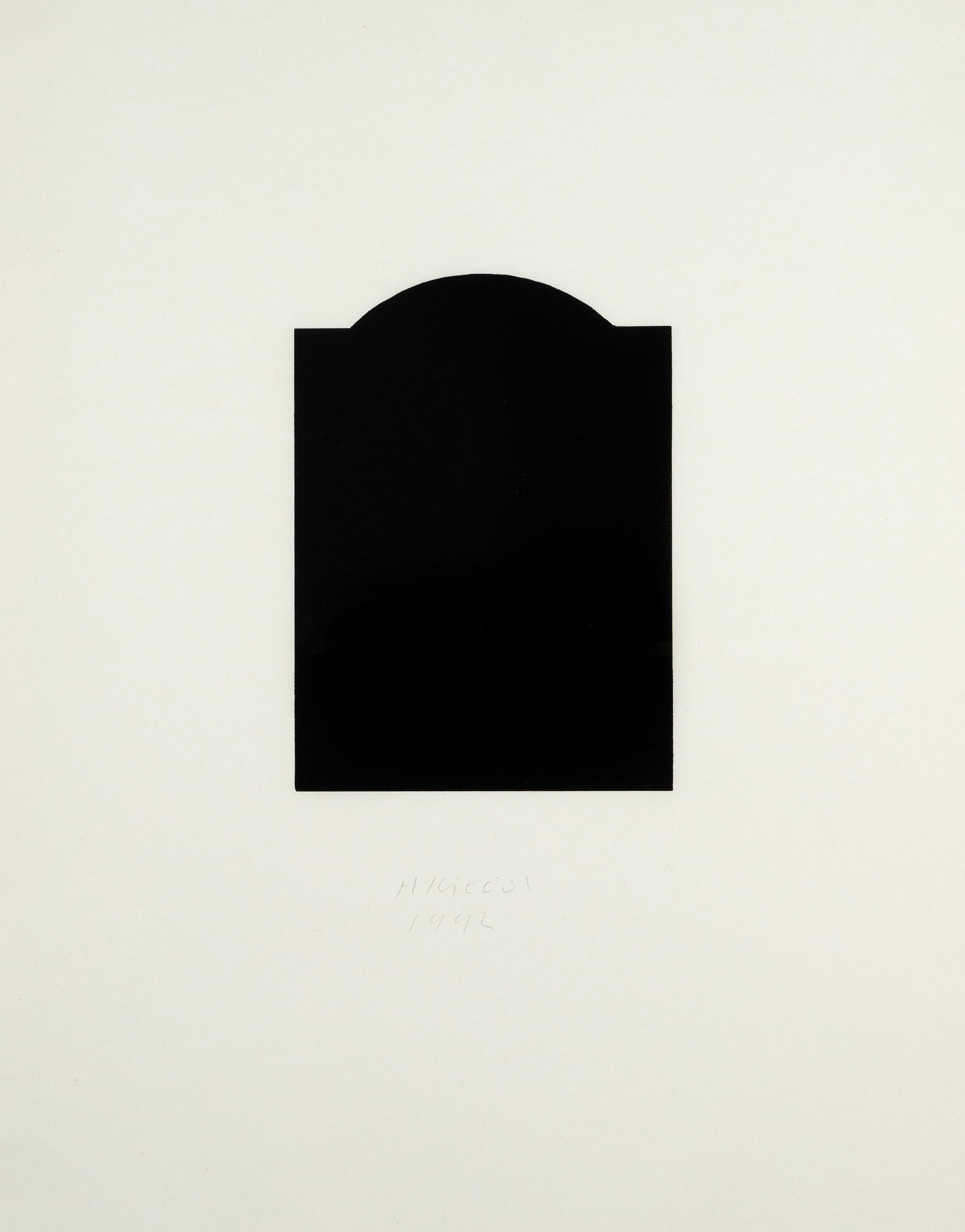 H. KIECOL (*1950), Venice, 1992, Woodcut: Hubert Kiecol (born 1950 Bremen-Blumenthal): Venice Abstract form with a sacred appearance in black, 1992, Woodcut Technique: Woodcut on Paper Inscription: Lower middle signed: "H. Kiecol". Lower midd