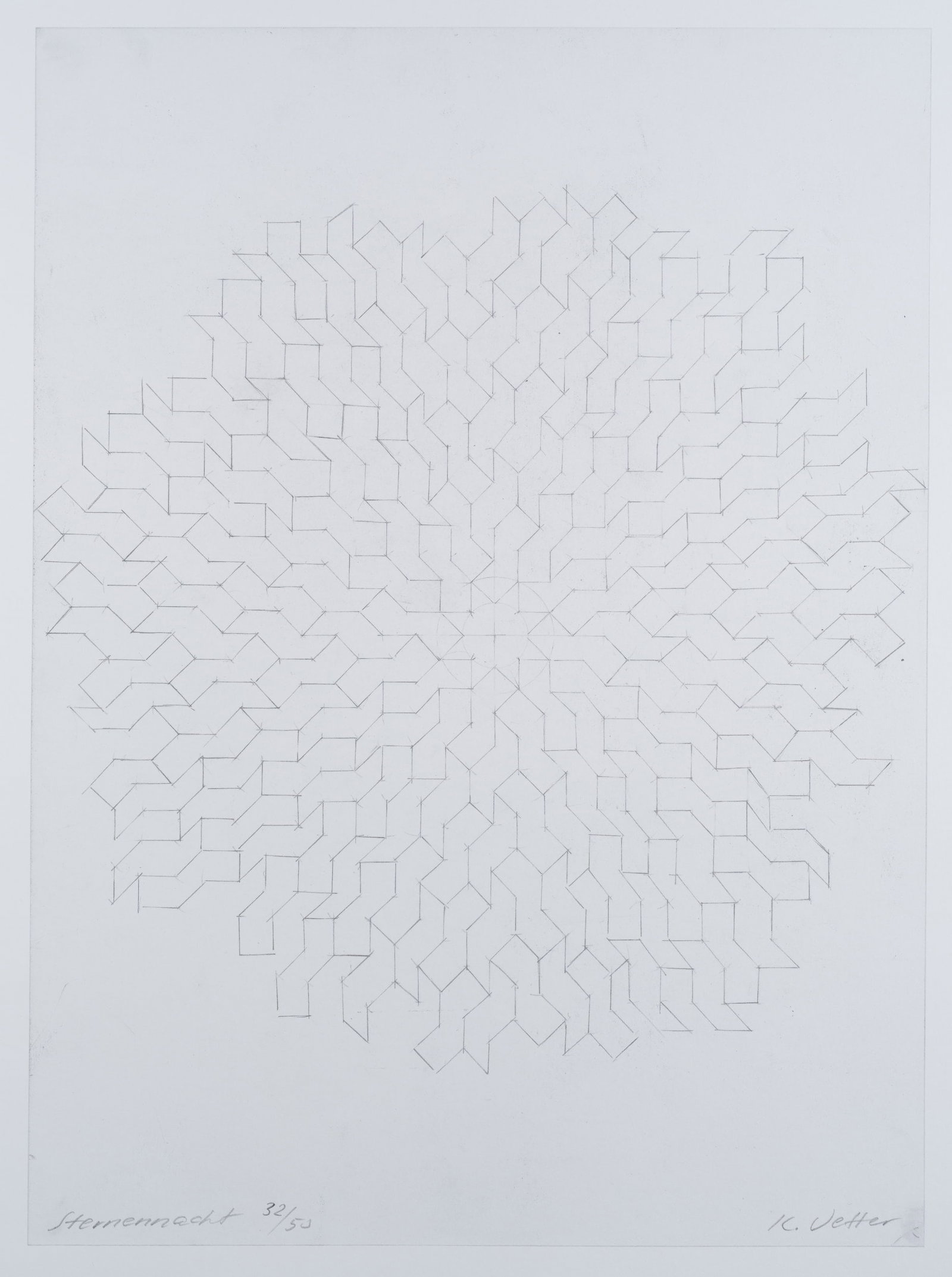 K. VETTER (1922-2014), "Starry Night" Abstract constellation, 1993, Lithography: Konrad Vetter (1922 Bern - 2014 Gümligen): "Starry Night" Abstract network of stars in crystalline forms, 1993, Lithography Technique: Lithography on Paper Inscription: Lower right signed: "K. Ve