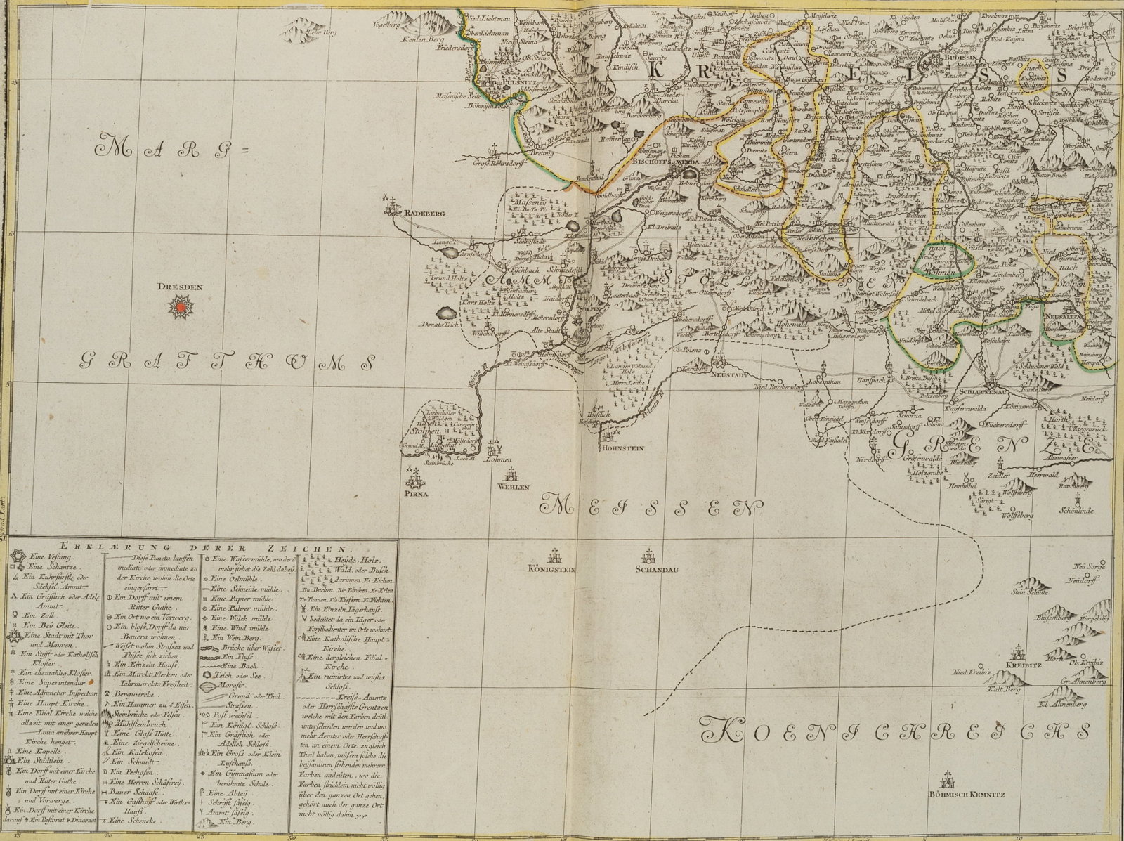 P. SCHENK (1660-1778), Map of the Marggraftum of Upper Lusatia 4, around 1759, Copper engraving (1 of 5)