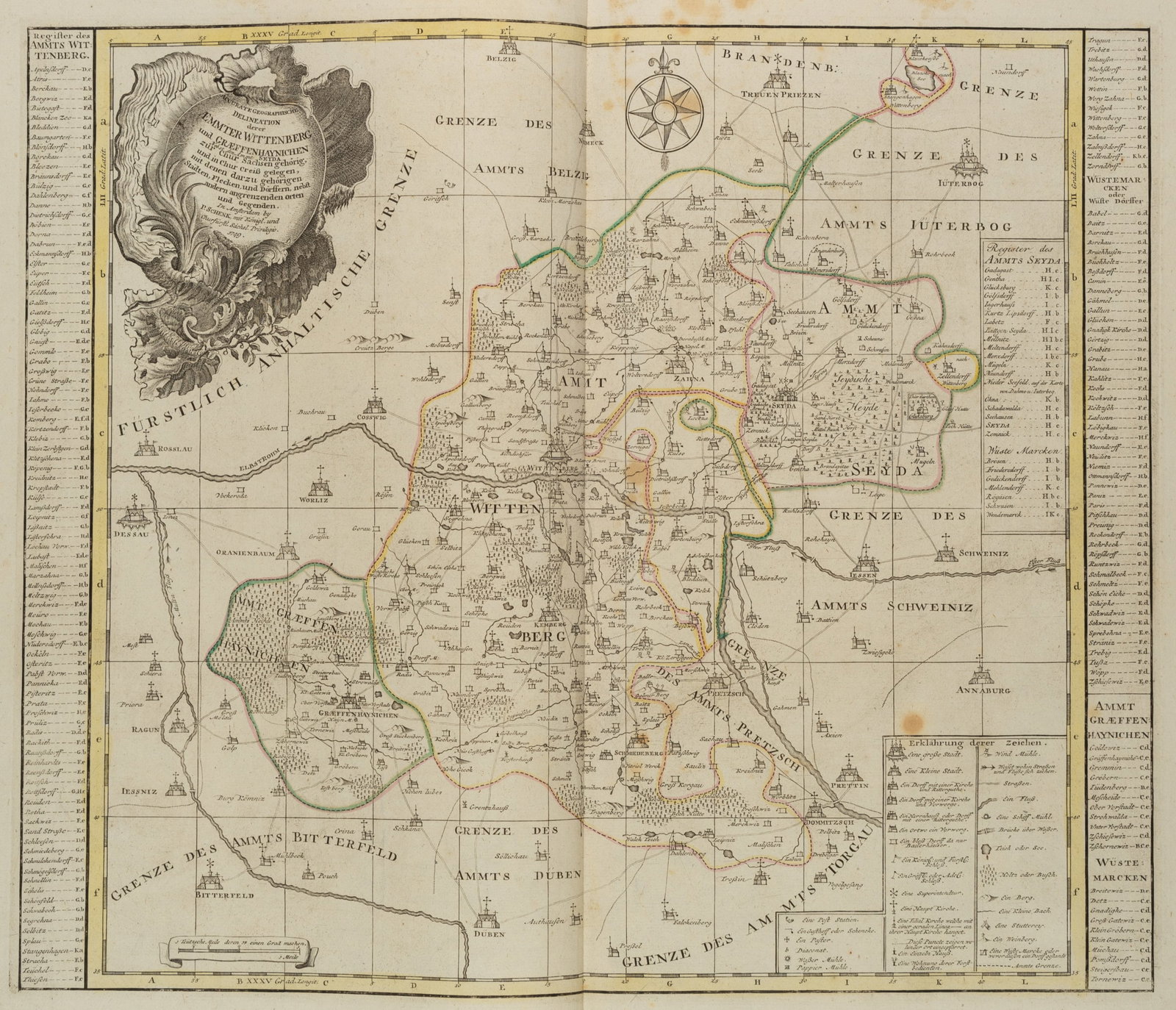 P. SCHENK (1660-1778), Map: Wittenberg and Gräfenhainichen, 1749, Copper engraving (1 of 5)