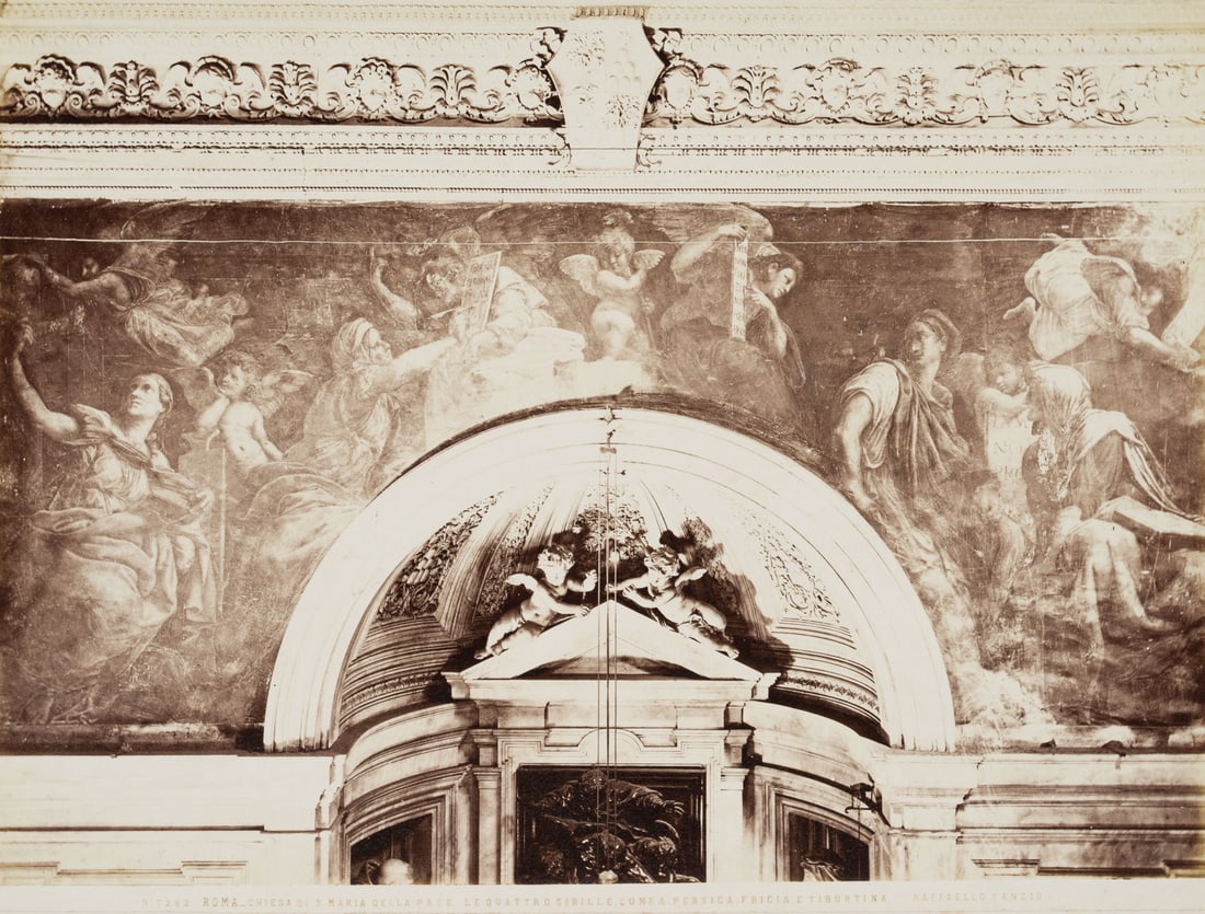 FRATELLI ALINARI (19th) Circle, Santa Maria della Pace, fresco, around 1880, albumen paper print: Fratelli Alinari (19th century) Circle: Rome, The Four Sibyls, fresco, ca 1514 by Raphael, Chigi Chapel of Santa Maria della Pace, c. 1880, albumen paper print Technique: albumen paper print, mounted 