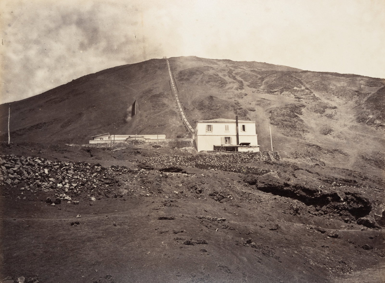 FRATELLI ALINARI (19th) Circle, Destroyed cable car on Vesuvius, around 1880, albumen paper print (1 of 5)