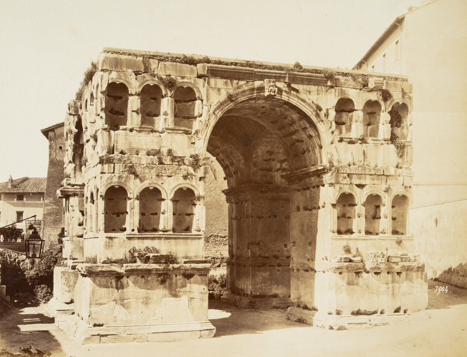FRATELLI ALINARI (19th), Arch of Janus, Rome, around 1880, albumen paper print: Fratelli Alinari (19th century): Arch of Janus in Rome Triumphal arch, architectural photography, hist buildings, early travel photography, c. 1880, albumen paper print Technique: albumen paper print,
