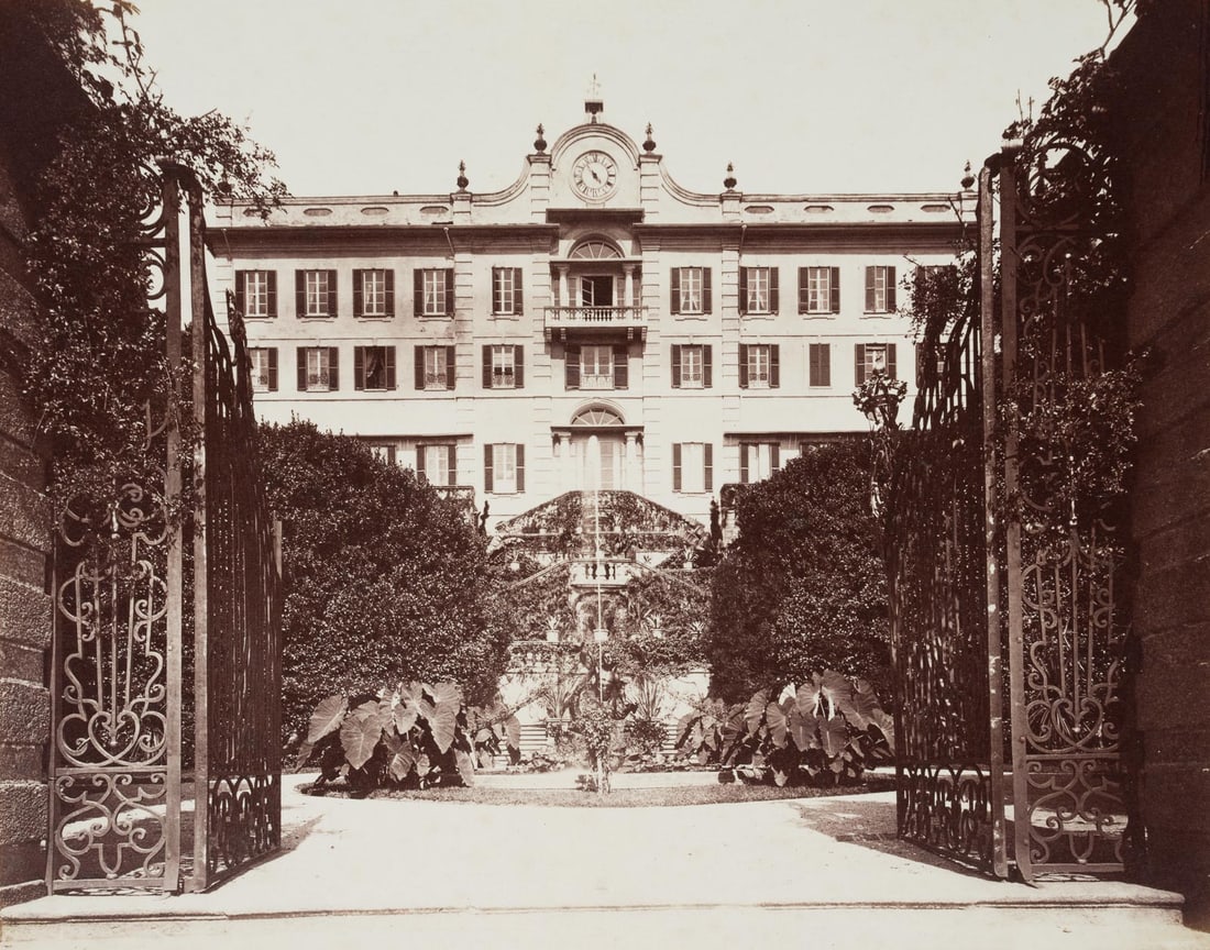 A. NESSI (1834-1907), Villa Carlotta on Lake Como, around 1880, albumen paper print: Antonio Nessi (1834 Como - 1907 ): "Villa Carlotta am Comer See", Lake Como, c. 1880, albumen paper print Technique: albumen paper print, mounted on Cardboard Inscription: Labelled at the bottom of th