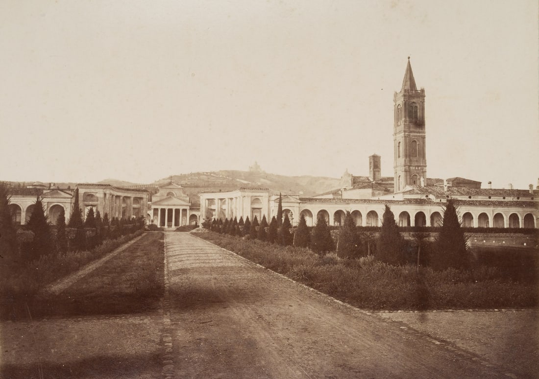 P. POPPI (1833-1914), Camposanto di Bologna, cemetery, around 1880, albumen paper print: Pietro Poppi (1833 Cento - 1914 Bologna): Camposanto di Bologna, cemetery, "cimitero monumentale della Certosa di Bologna", Emilia Bologna, Emilia-Romagna, c. 1880, albumen paper print Technique: albu