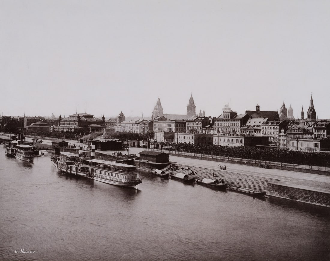 Unknown (19th), A cityscape of Mainz with the Rhine, around 1880, albumen paper print (1 of 4)