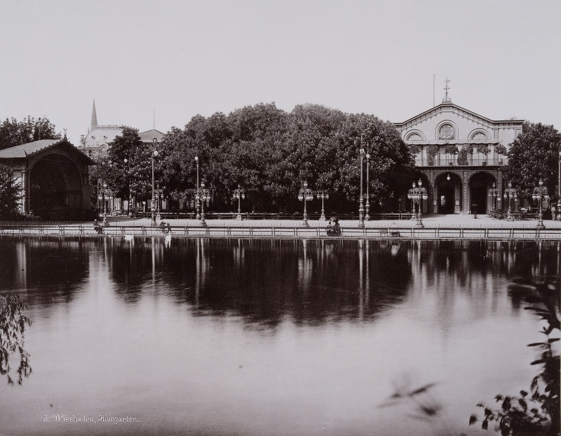 Unknown (19th), Cityscape of Wiesbaden. Spa Gardens, around 1880, albumen paper print (1 of 4)