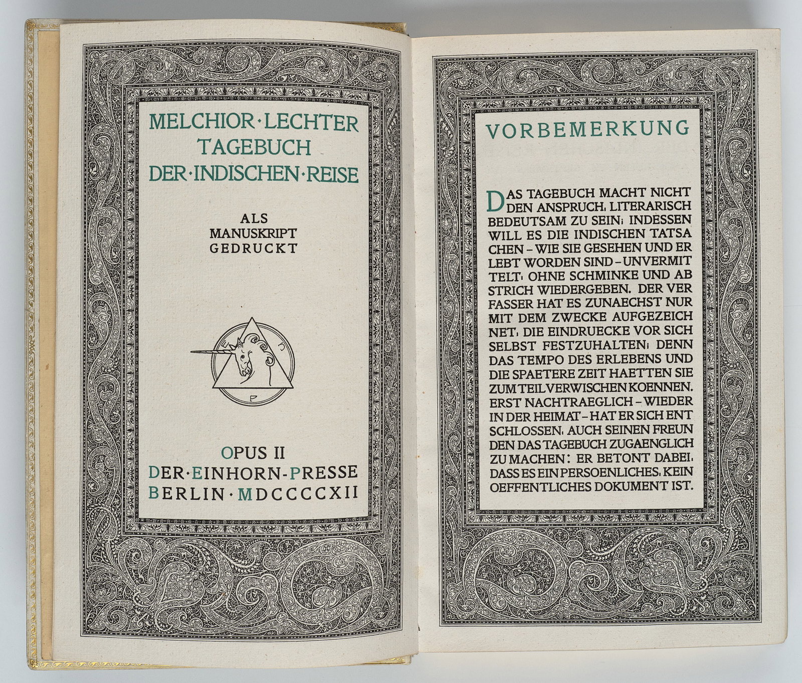 M. LECHTER (1865-1937), Diary of the Indian Journey. Printed from the manuscript, 1912, book (1 of 8)