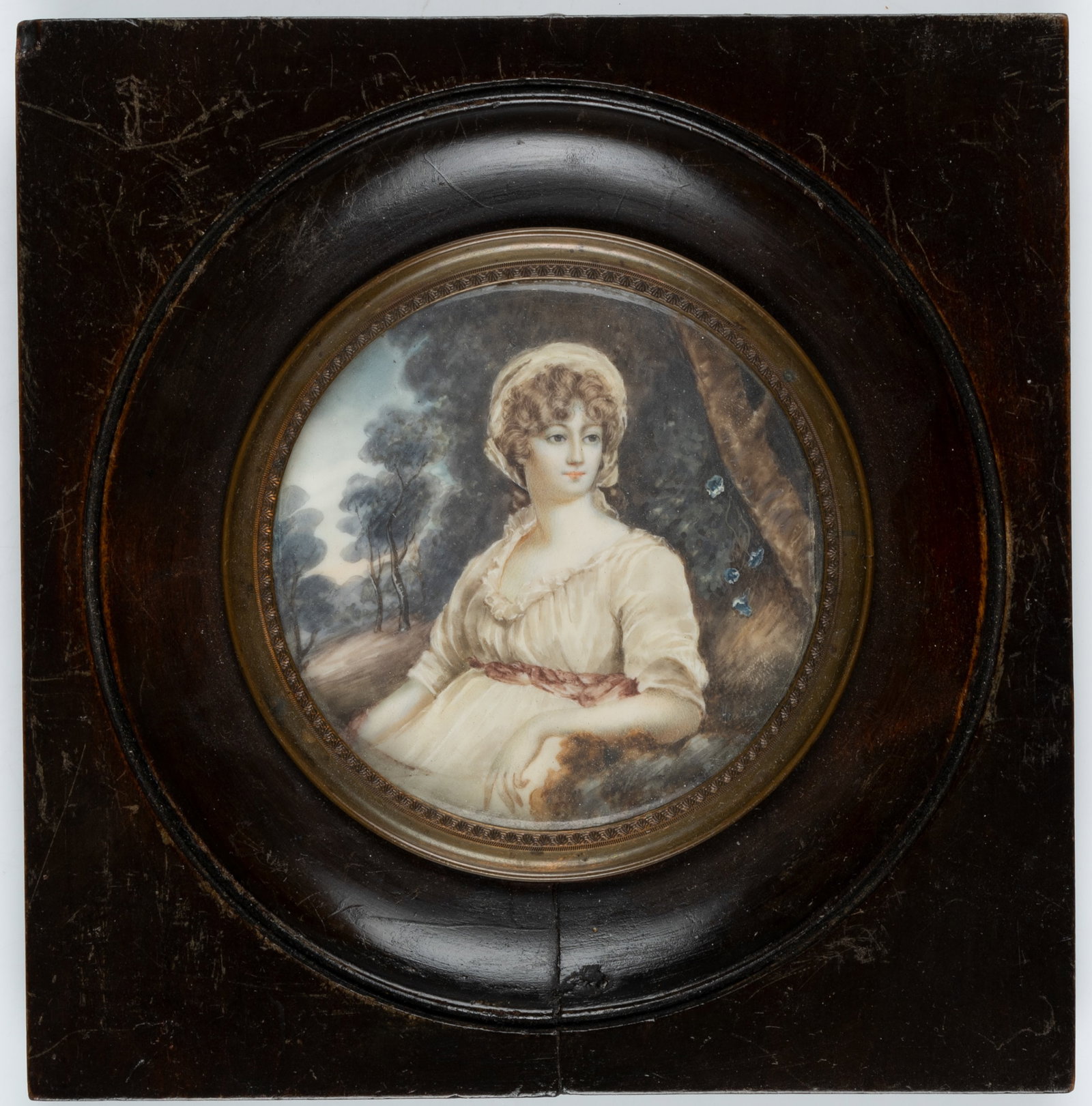 Unknown (19th), Portrait miniature, Lady in the Park, around 1850, Watercolor (1 of 5)
