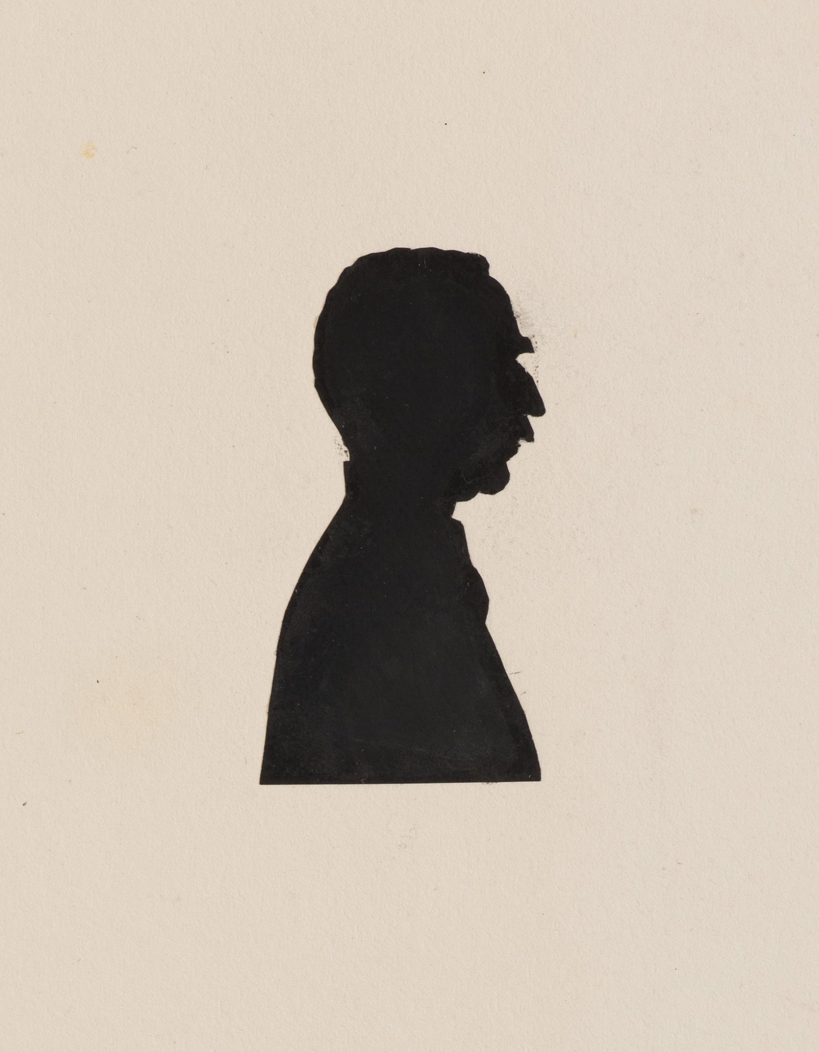 Unknown (19th), Mr Mitchell, Silhouette: Unknown (19th century): Mr Mitchell Black profile silhouette of a man on a light-coloured sheet with separate inscription, 19th century, Silhouette Technique: Silhouette on Paper, mounted on Paper Ins