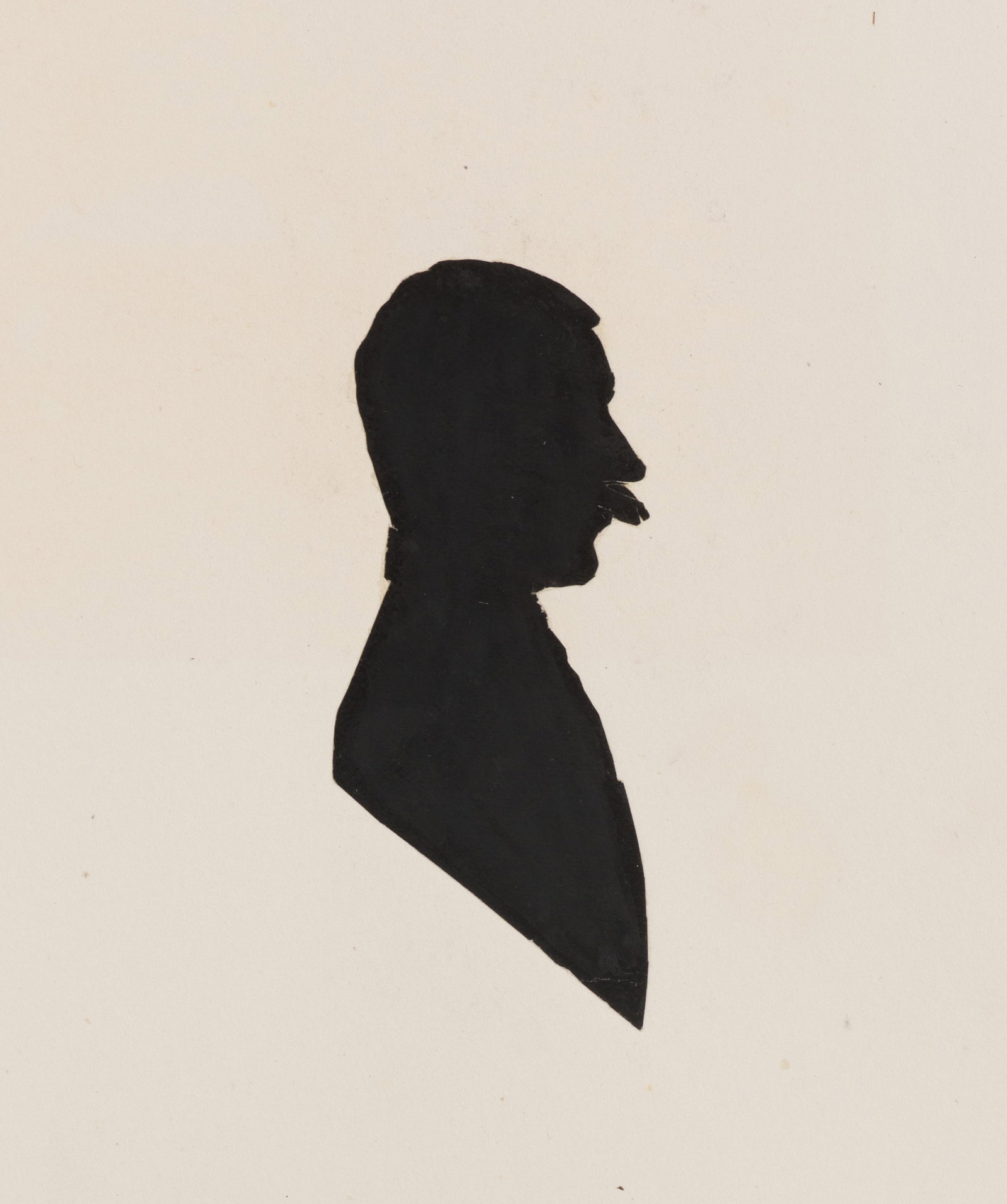 Unknown (19th), Mr Tom Wane, Silhouette: Unknown (19th century): Mr Tom Wane Black silhouette of a male bust portrait in right profile, 19th century, Silhouette Technique: Silhouette on Paper, mounted on Paper Inscription: At the lower part 