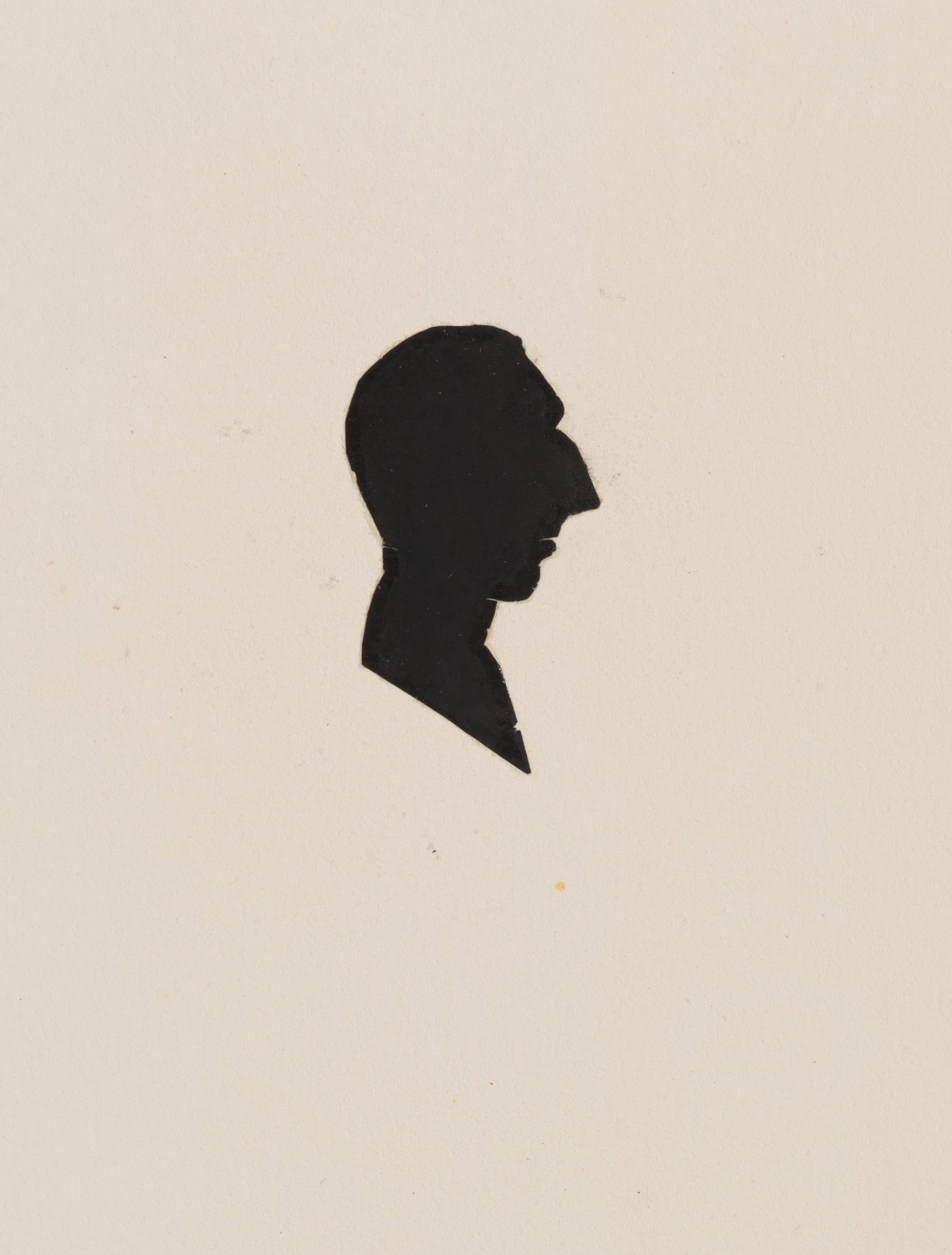 Unknown (19th), A man with a distinctive nose, Silhouette: Unknown (19th century): Man with a prominent nose Black profile silhouette of a man on a blank paper background, 19th century, Silhouette Technique: Silhouette on Paper, mounted on Paper Inscription: 