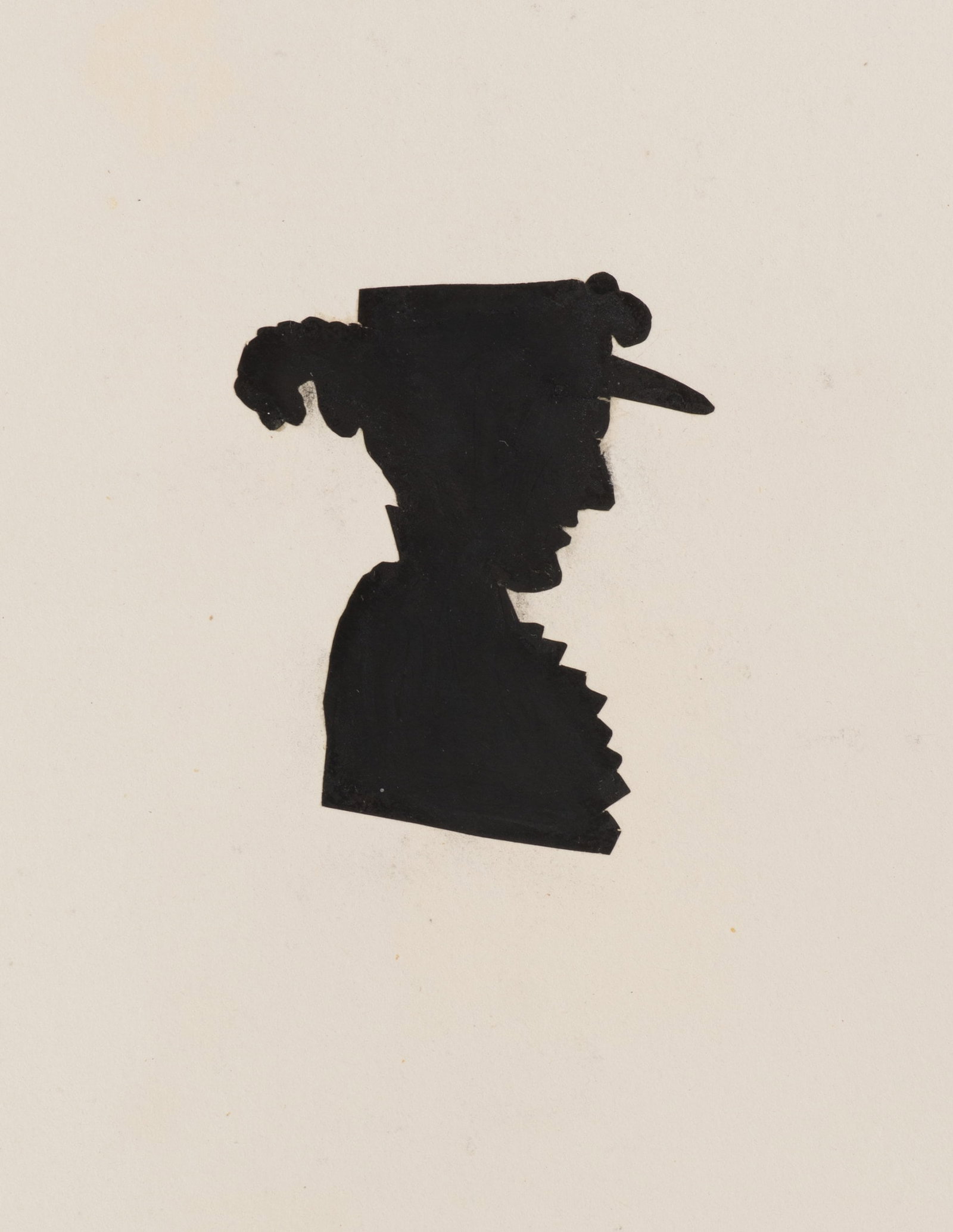 Unknown (19th), Lady with a hat, Silhouette: Unknown (19th century): Lady with hat Black silhouette of a female bust portrait in right profile, 19th century, Silhouette Technique: Silhouette on Paper, mounted on Paper Date: 19th century Descript