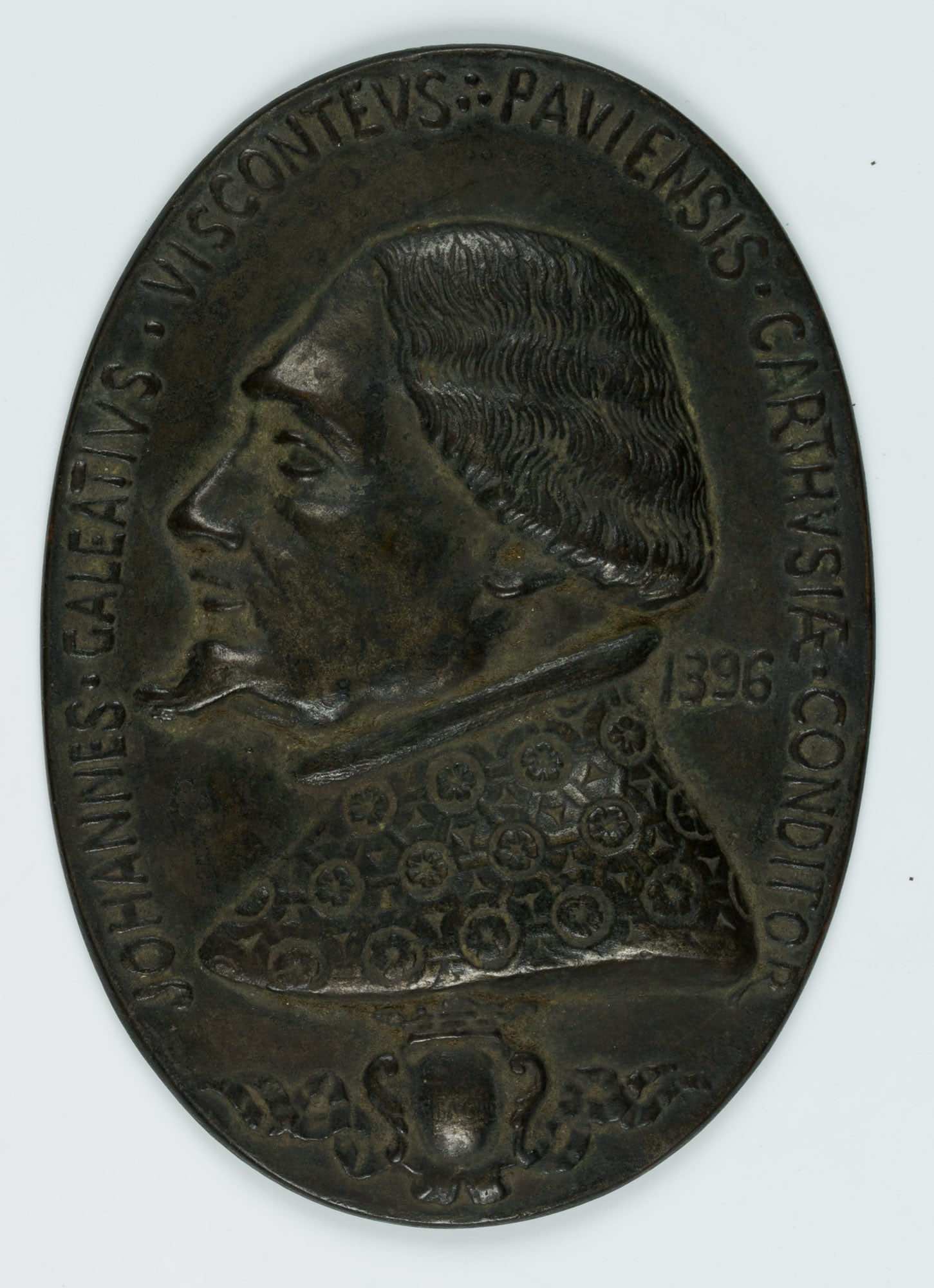 Unknown (18th), Medallion, Johann Galeatius, Viscount of Pavia, Bronze: Unknown (18th century): Medallion with portrait of John Galeatius, Viscount of Pavia, cast bronze, 18th century, Bronze Technique: Bronze, metal Date: 18th century Description: Finely worked bronze re