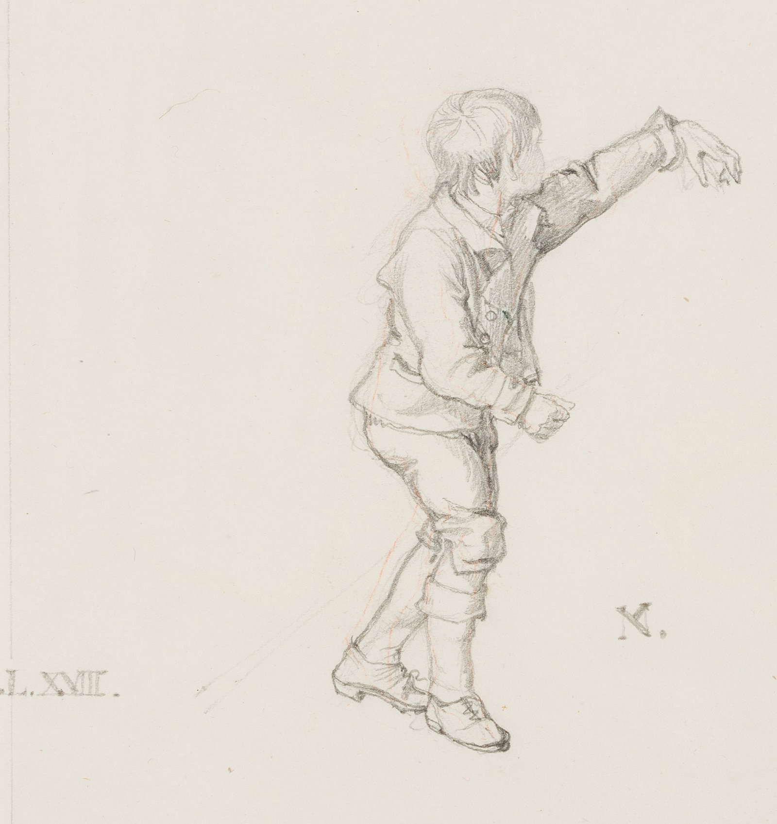 M. NEHER (1798-1876), A figure study of a boy, around 1840, Pencil: Michael Neher (1798 Munich - 1876 ibid.): A figure study of a boy, c. 1840, Pencil Technique: Pencil on Paper Inscription: Lower right monogrammed (ligated): "MN". Date: c. 1840 Description: Posture s