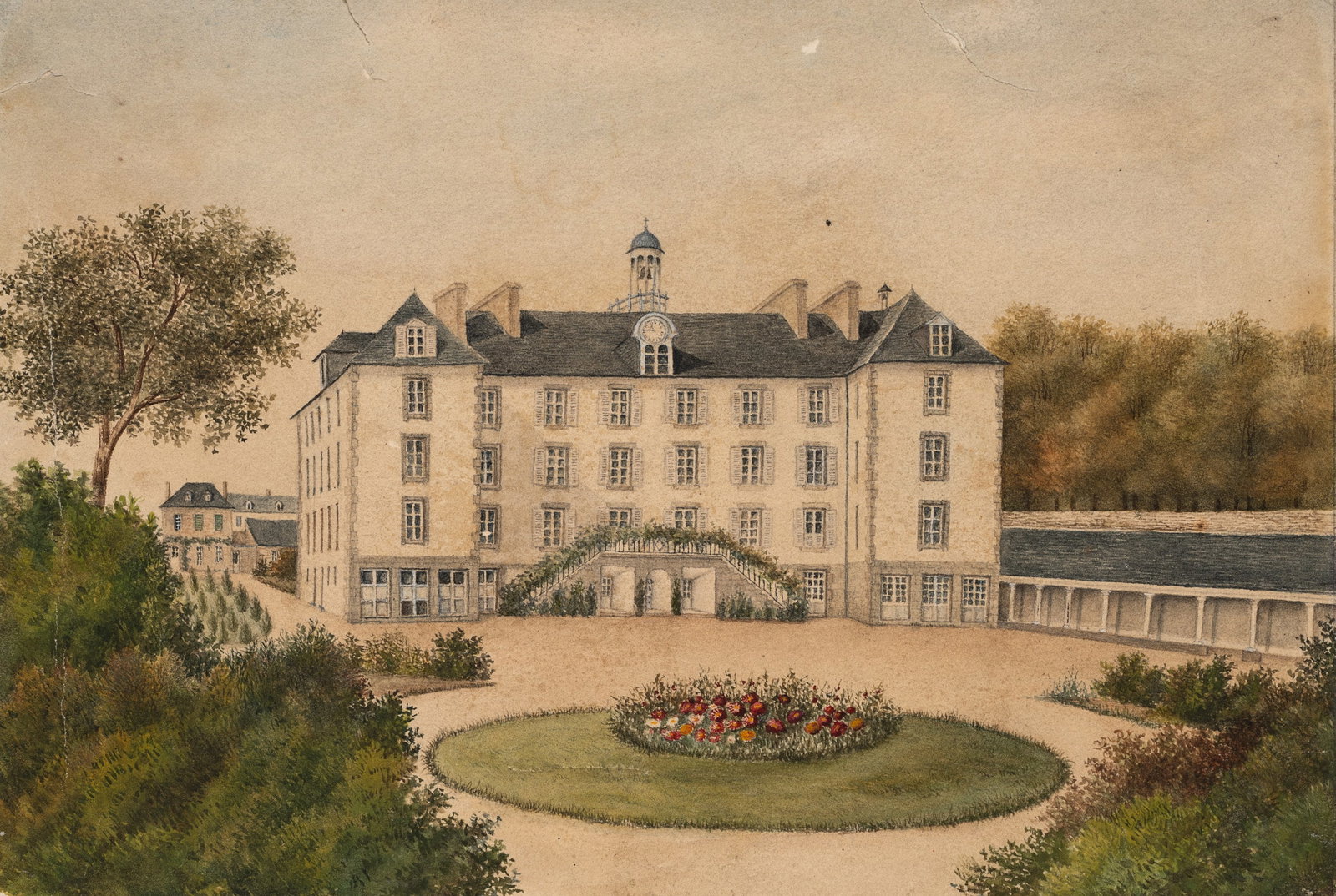 Unknown (19th), Sacré Coeur Country House, Saint-Brieuc, 1891, Watercolor: Unknown (19th century): Sacré Coeur Country House, Saint-Brieuc, 1891, Watercolor Technique: Watercolor on Paper Inscription: Verso inscribed: "Marie Joseph Linder / Sacré - Coeur de St. Bri